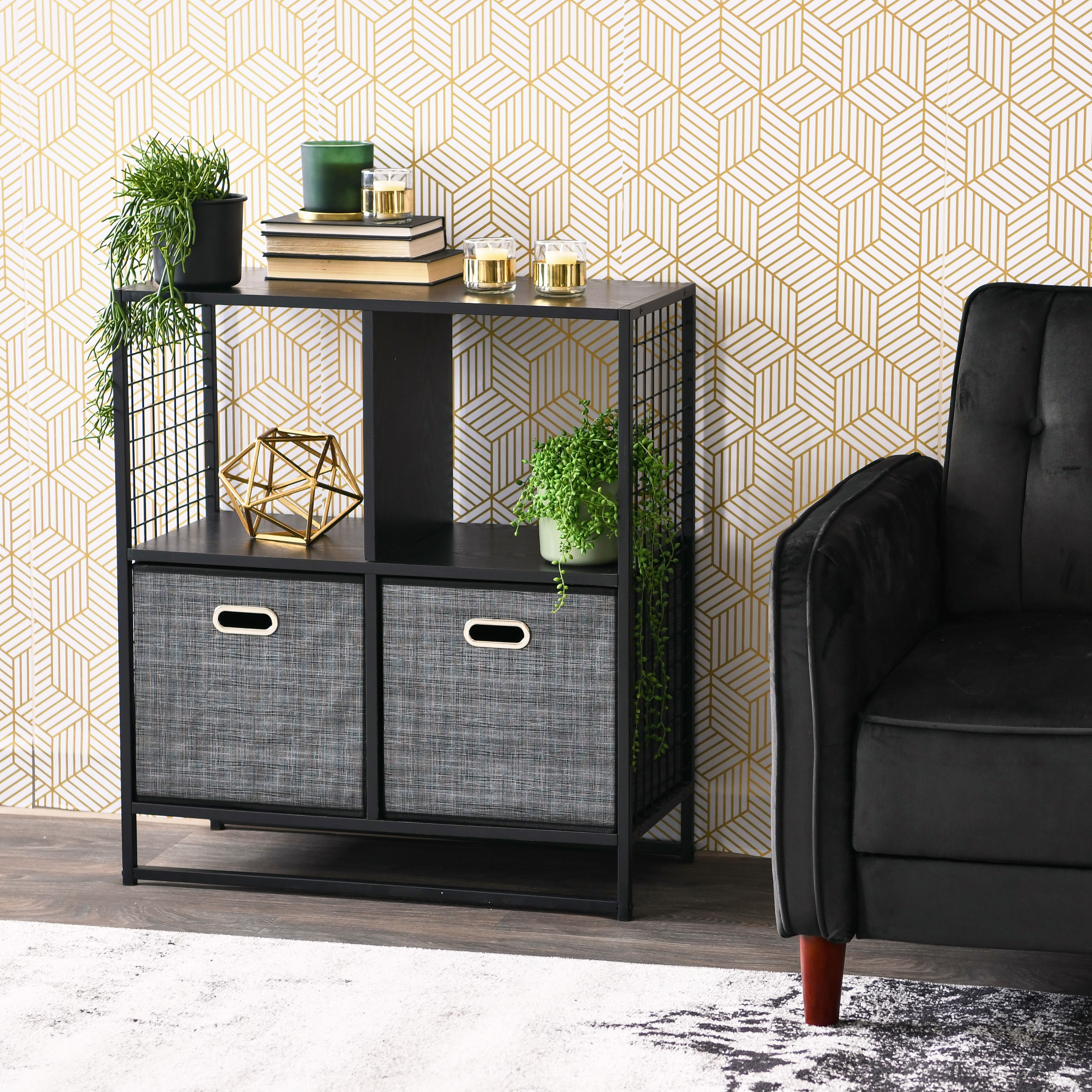 Household Essentials 28" 4-Compartment Trellis Storage Bookshelf