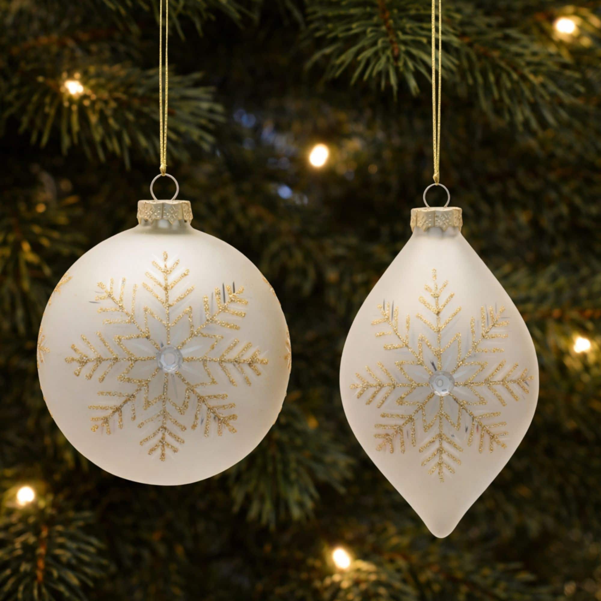 Melrose Silver & Gold Glass Ornament Set