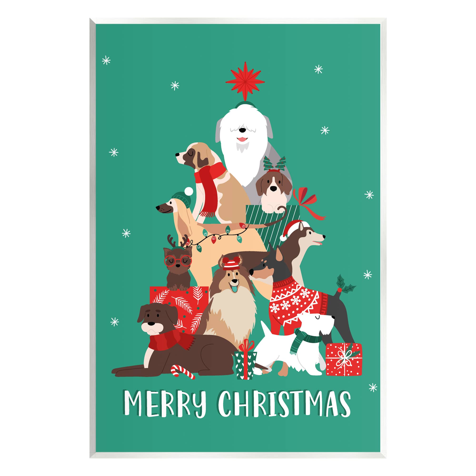 Stupell Industries Merry Christmas Happy Dog Gifts Wall Plaque Art