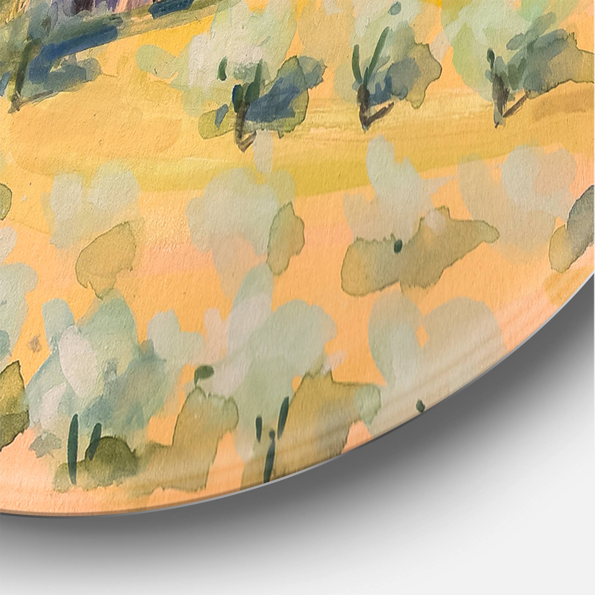 Designart - Little Farm In Countryside - Country Metal Circle Wall Art