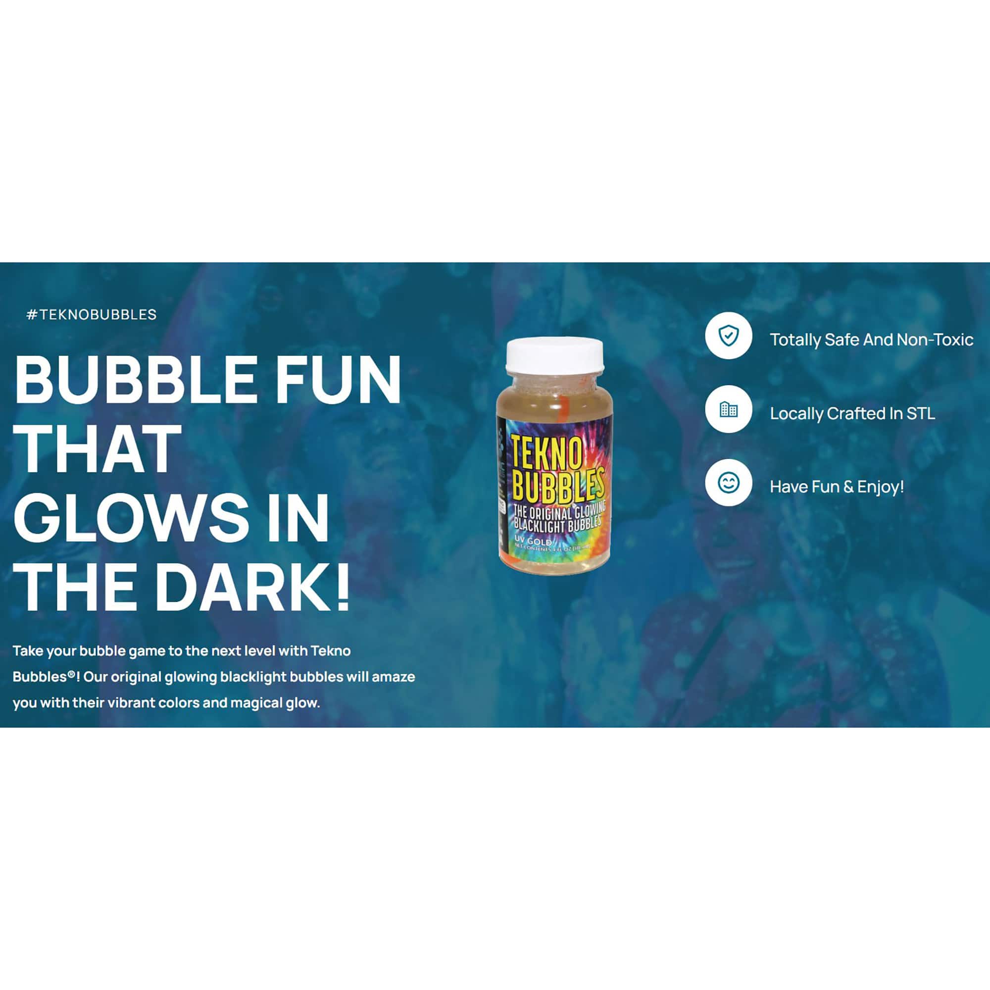 Atomic Bubbles 4oz. Blue & Gold Tekno Bubbles Bottles Set