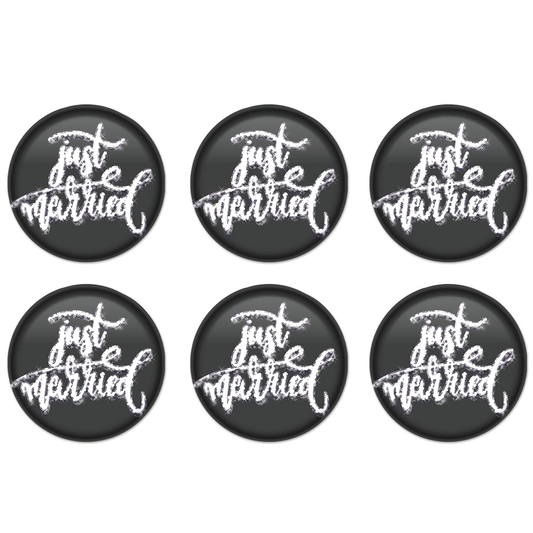 Beistle 2" Black & White Just Married Buttons, 6ct.