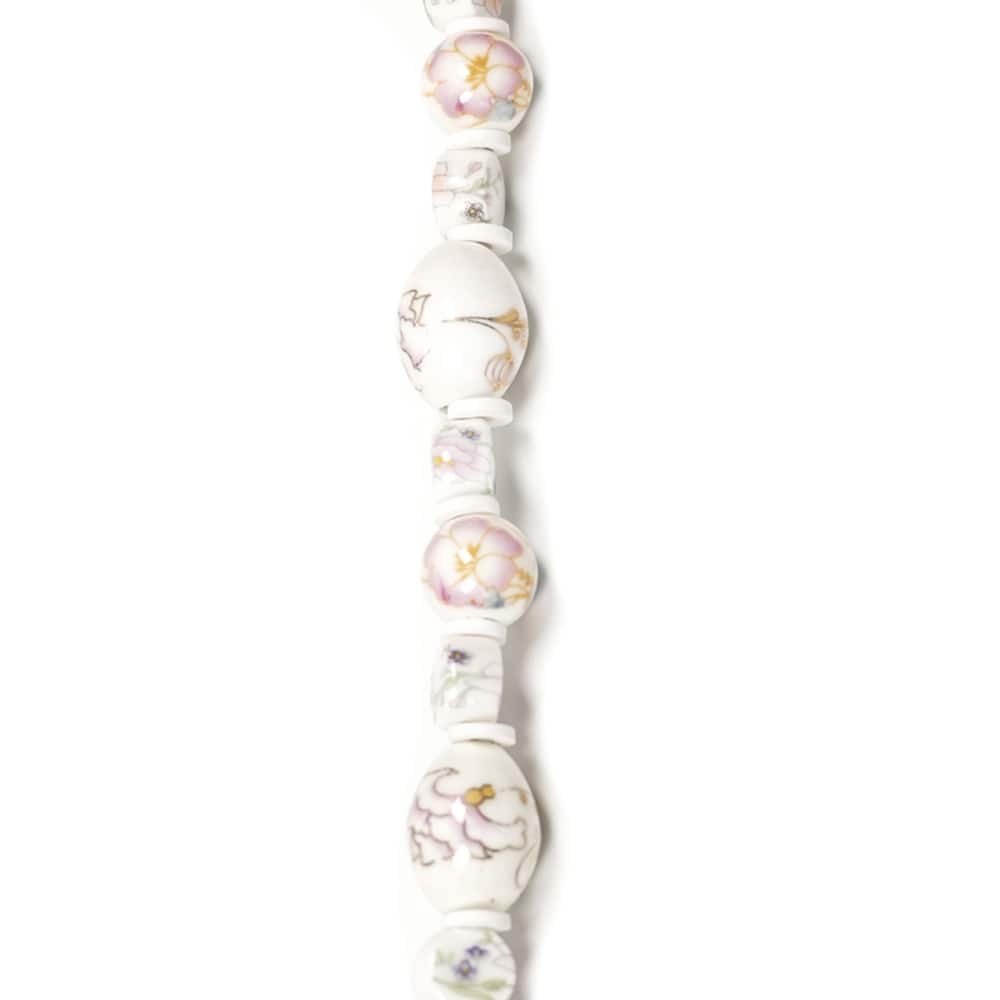 Jesse James Beads White & Pink Floral Ceramic Bead Mix