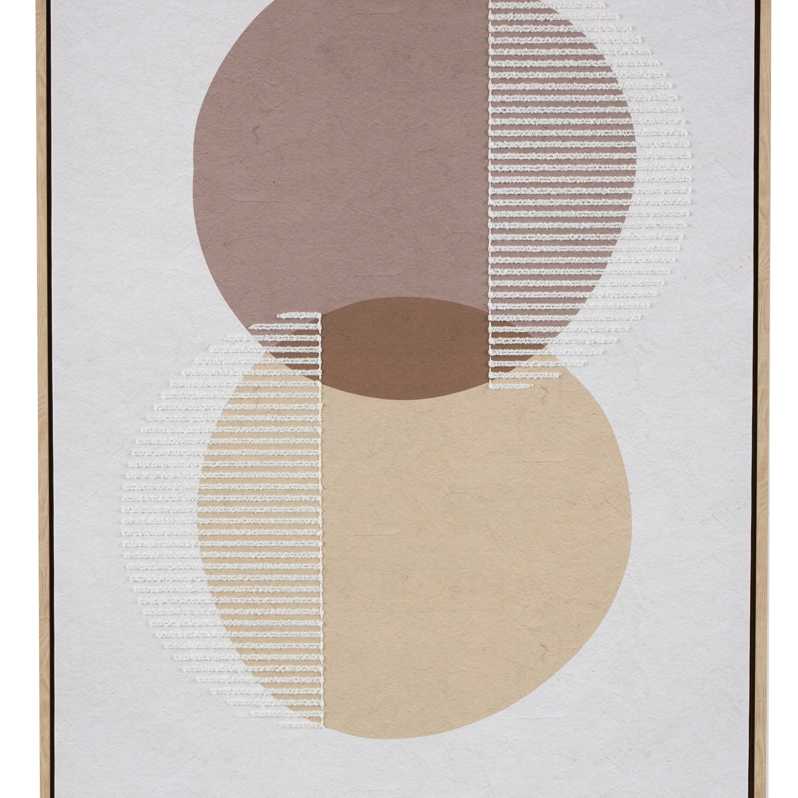 25" x 37" Wooden Geometric Circle Wall Art with White Fabric Detailing