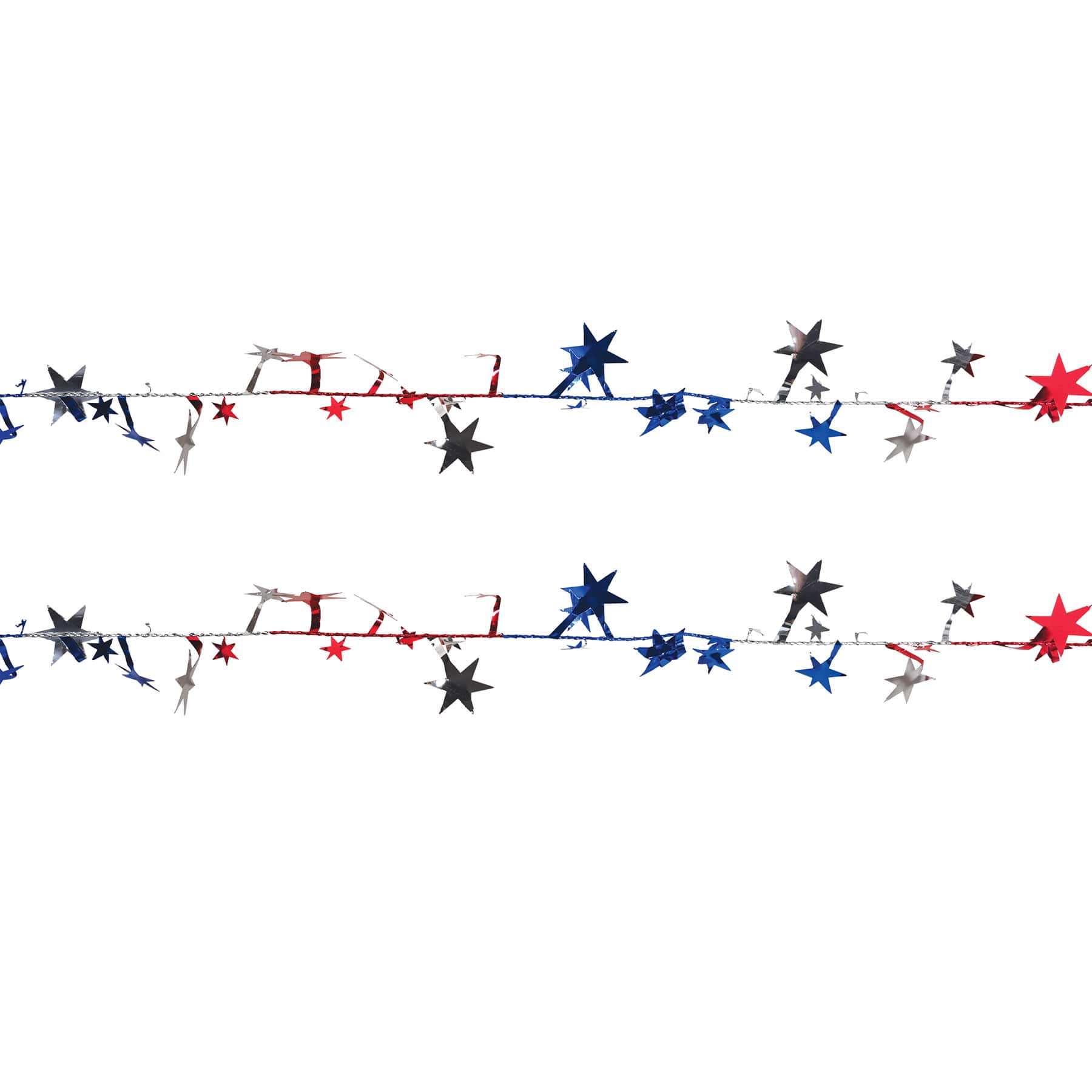 Beistle 25ft. Red, Silver & Blue Gleam 'N Flex Star Garlands, 2ct.