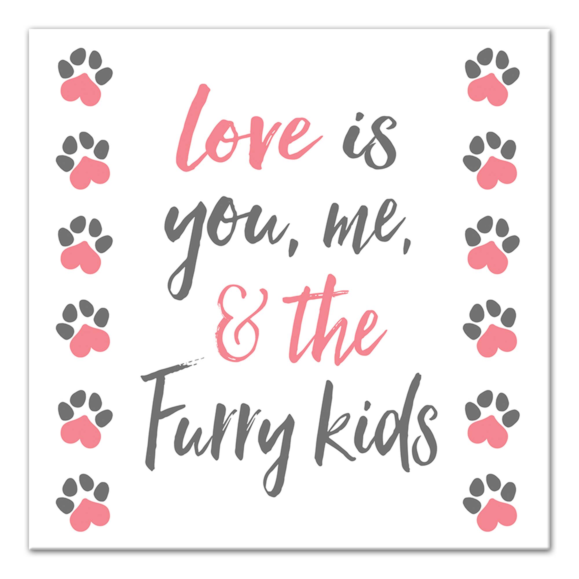 Love is You, Me and the Furry Kids Canvas Wall Art