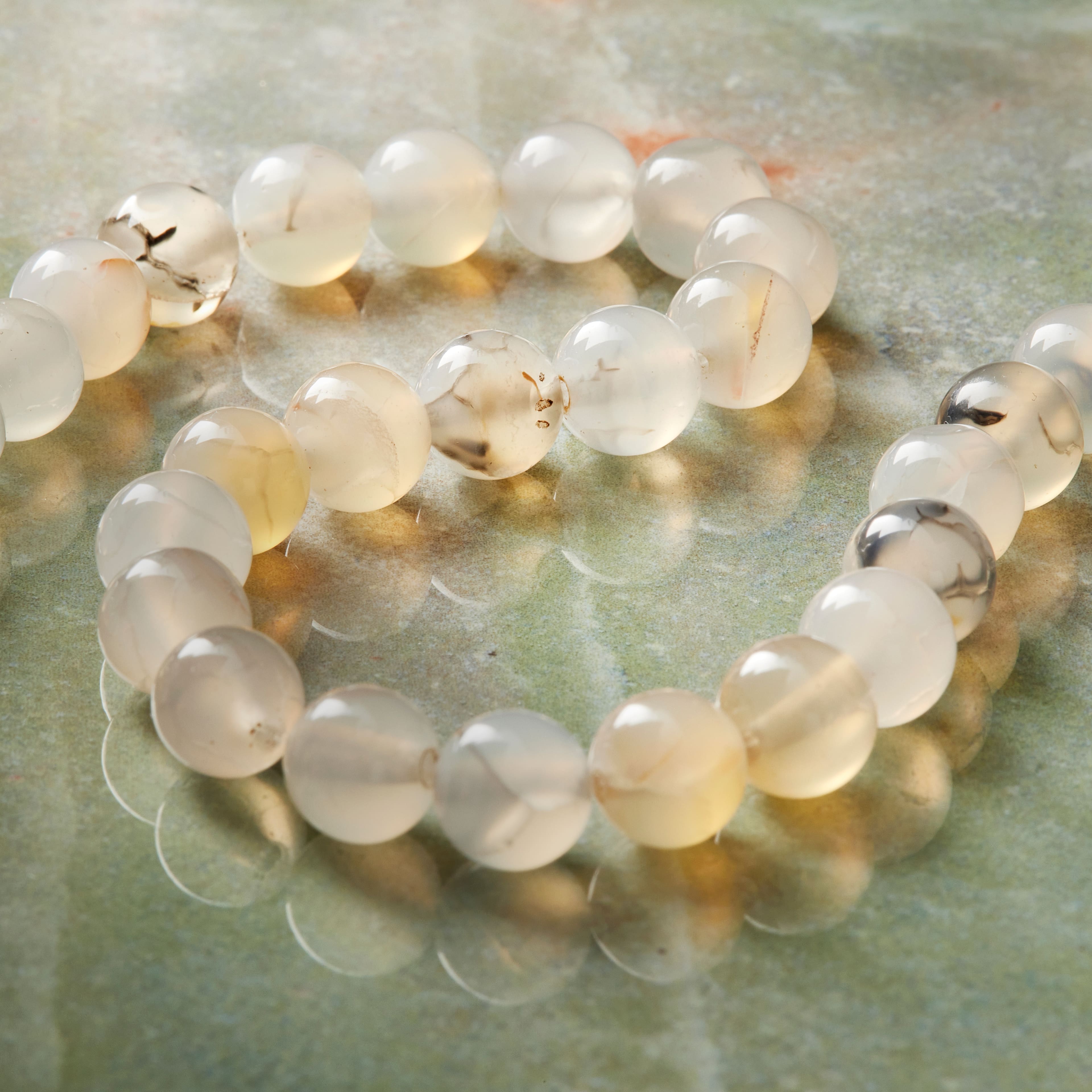 12 Pack: Light Gray Crackle Agate Round Beads, 8mm by Bead Landing™