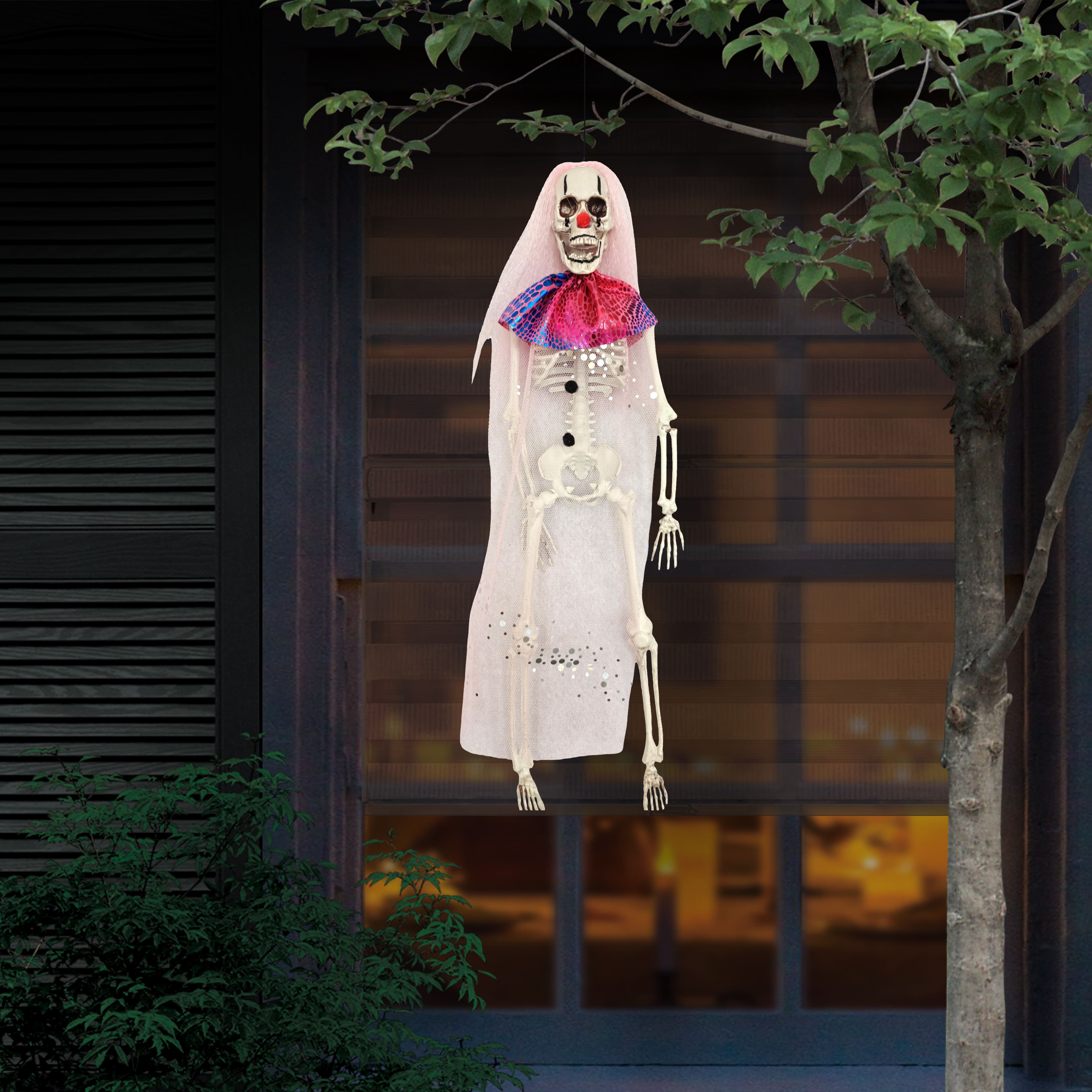 16" Pink Hair Hanging Clown Skeleton by Ashland®