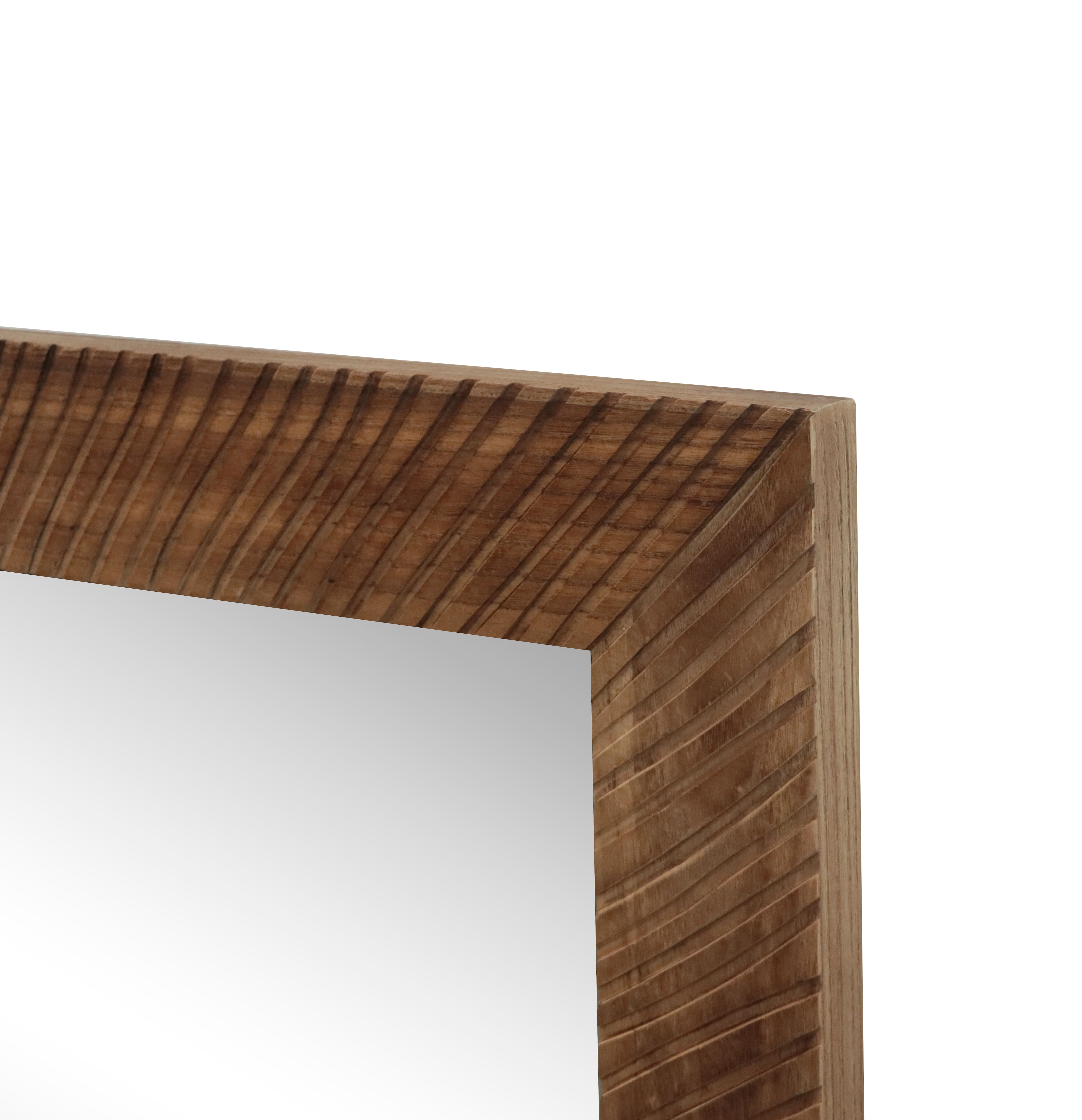 30.5" x 42.5" Brown Etched Lines Wood Wall Mirror by Ashland®