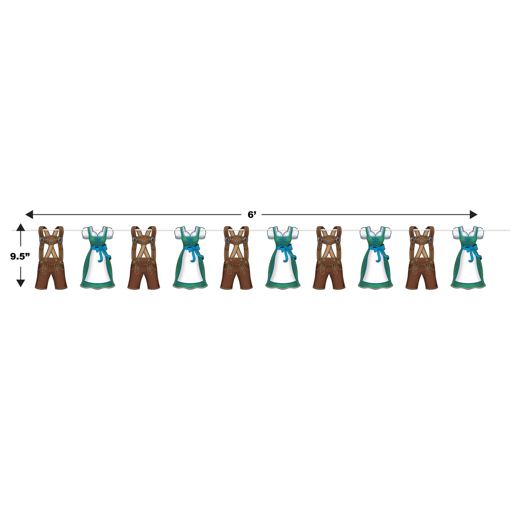 Beistle 9.5" x 6ft. Oktoberfest Lederhosen and Dirndl Streamer
