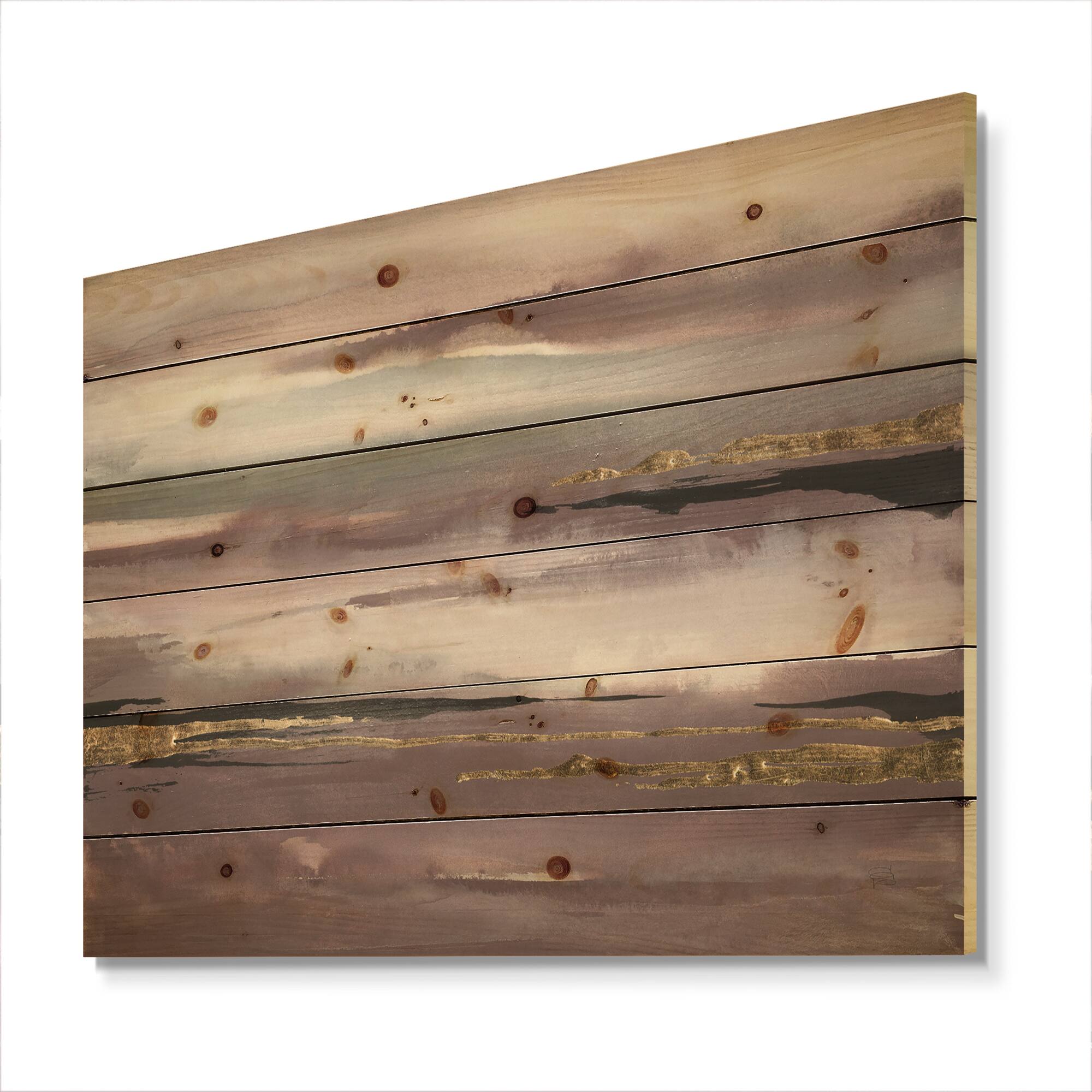 Designart - Purple Glam Storm IV - Glam & Shabby Chic Print on Natural Pine Wood