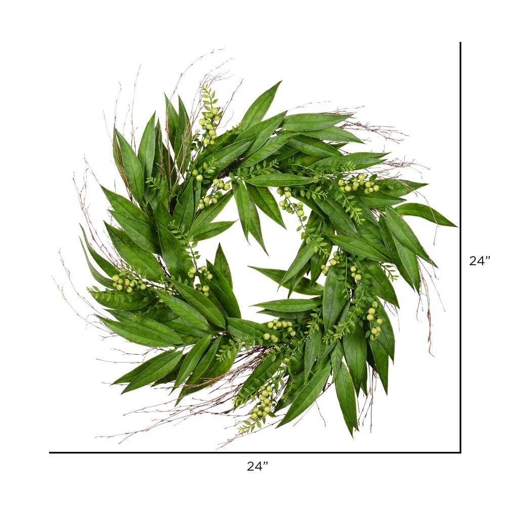24" Green Willow Wreath