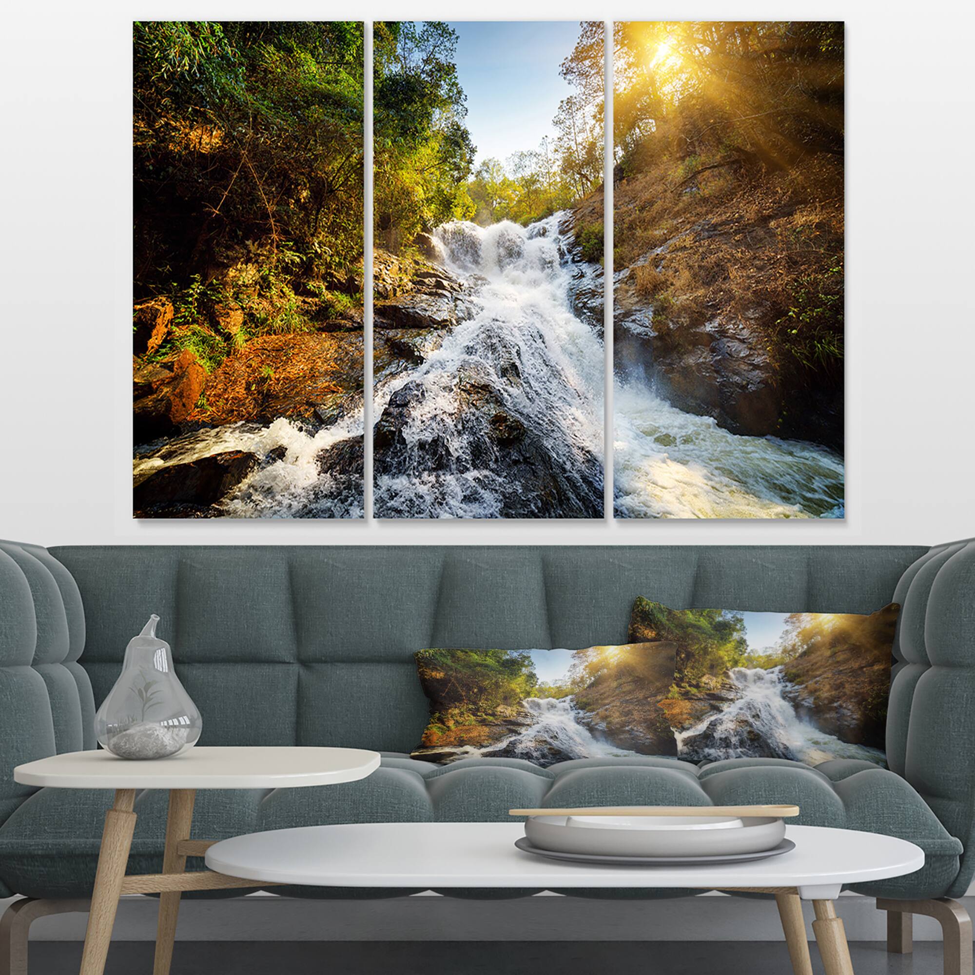 Designart - Waterfall through the Forest