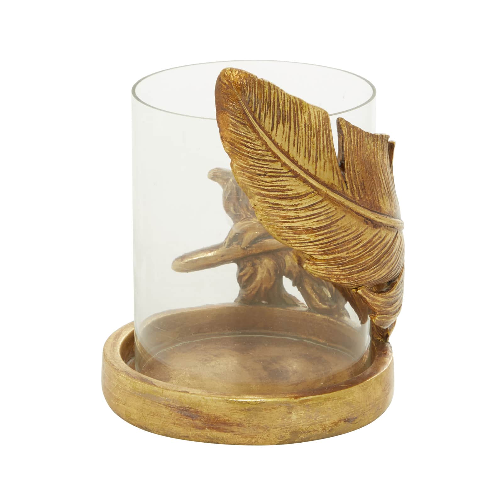 8" Gold Leaf Glass Traditional Candlestick Holder