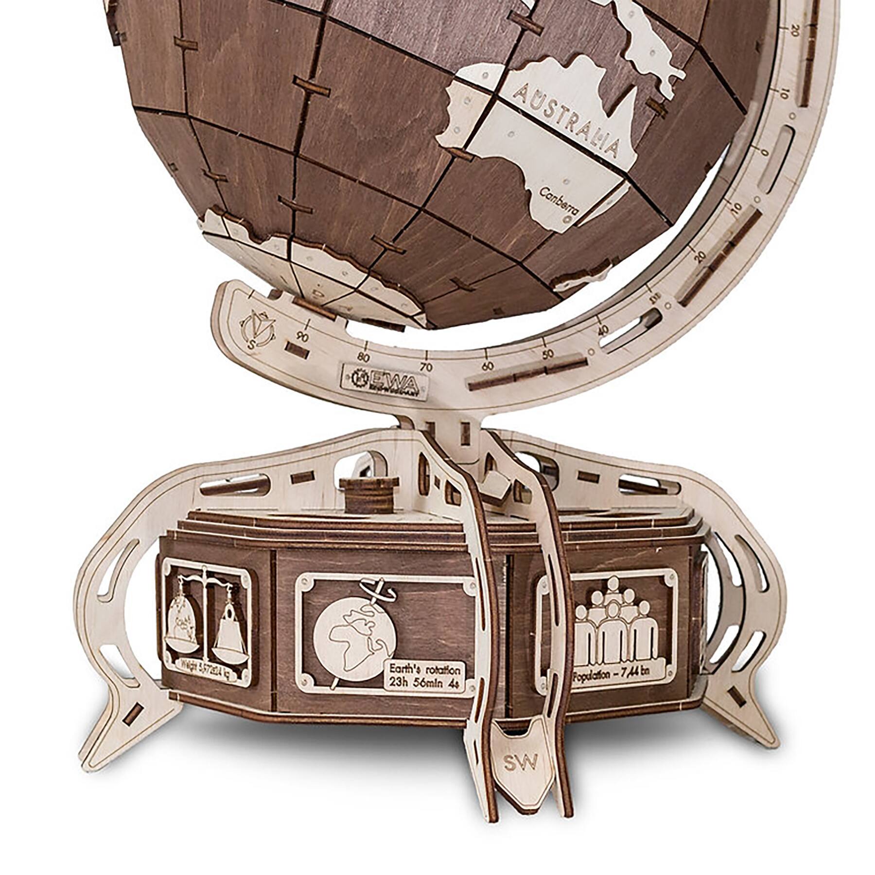 EWA™ Eco-Wood-Art Globe Brown 3D Wooden STEM Construction Kit