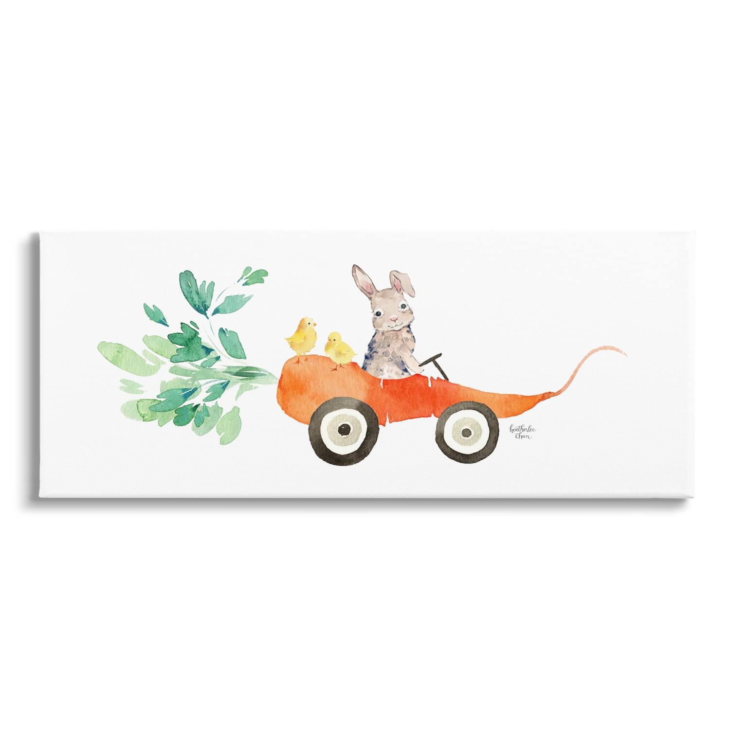 Stupell Industries Spring Rabbit Chicks Riding Seasonal Carrot Wagon Canvas Wall Art