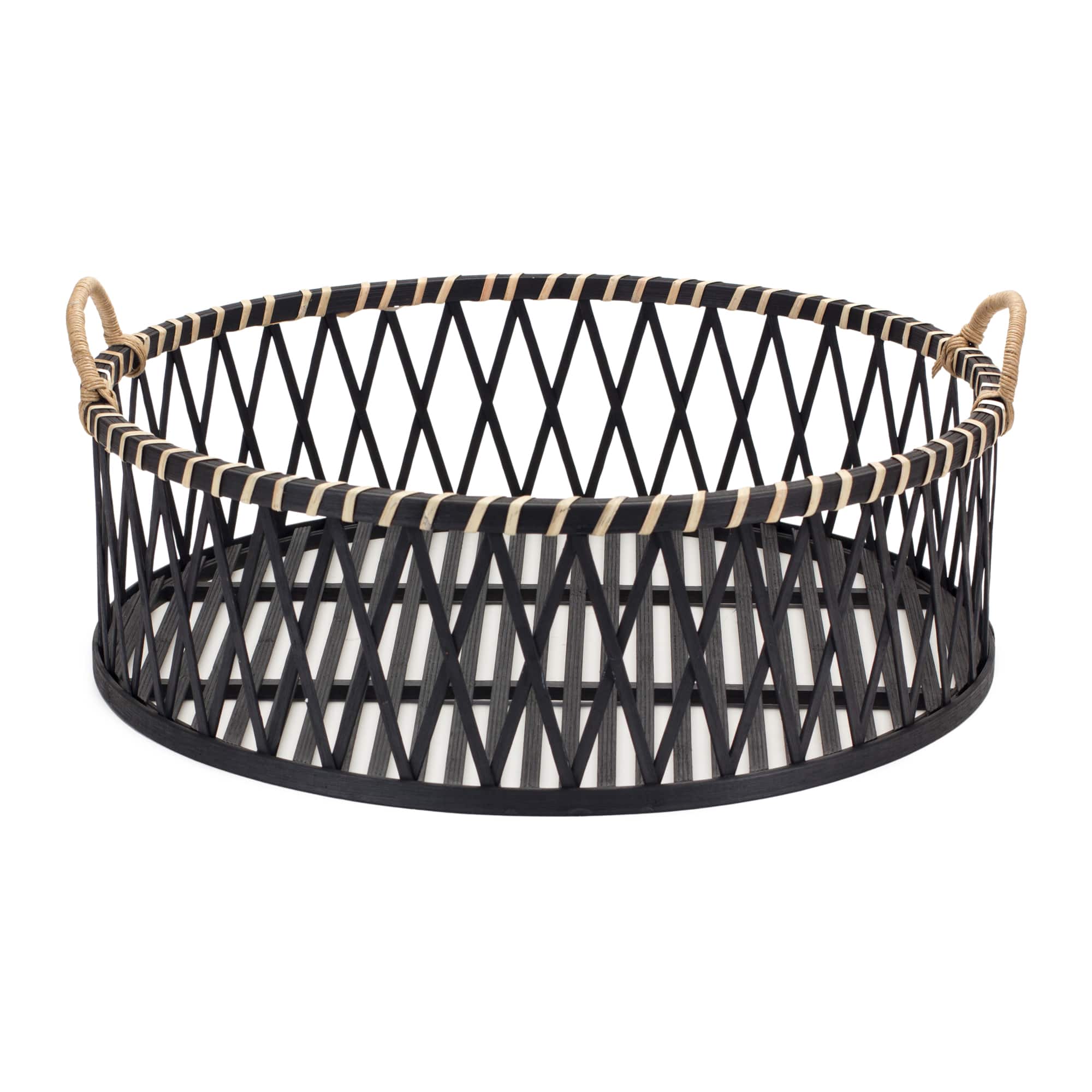 Bamboo & Rattan Woven Circle Tray Set