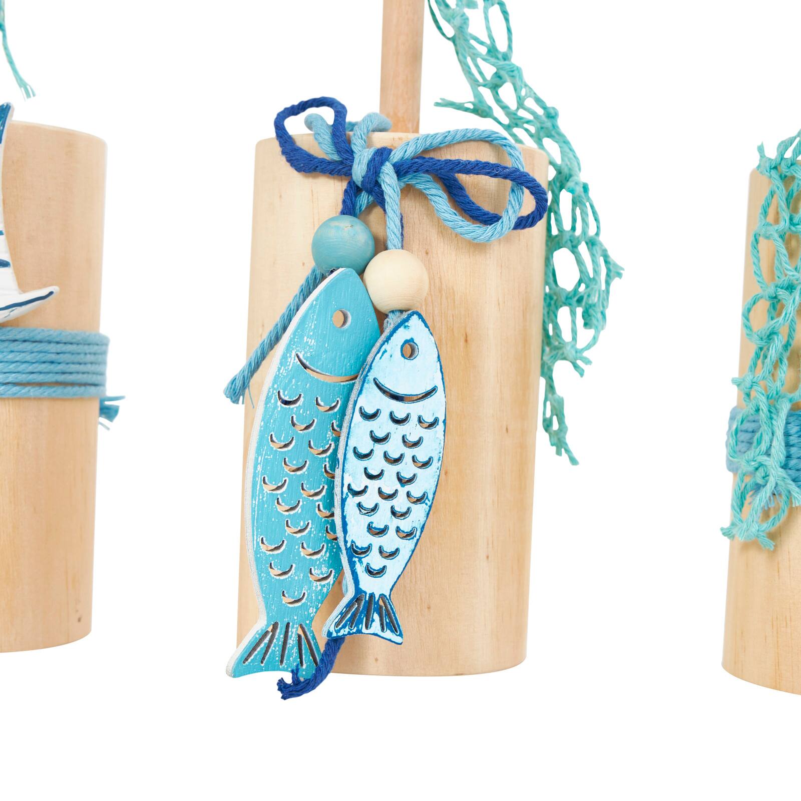 11" Blue Ceramic Sea Life Ombre Sculpture Set
