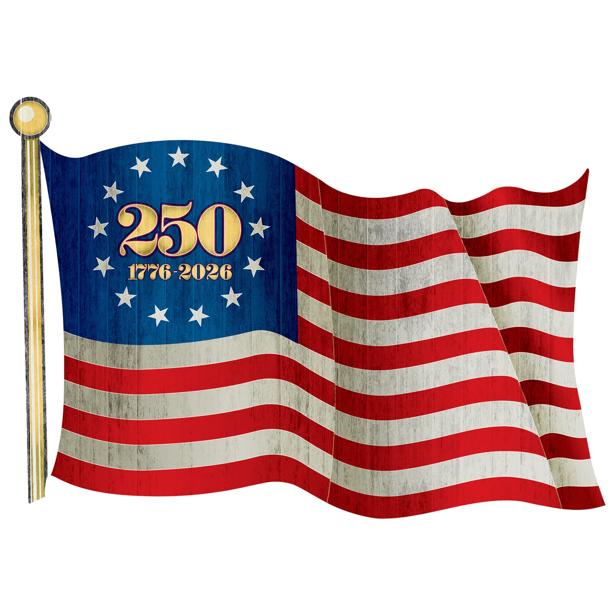 Beistle 18" x 12.75" Semiquincentennial Flag Cutouts, 4ct.