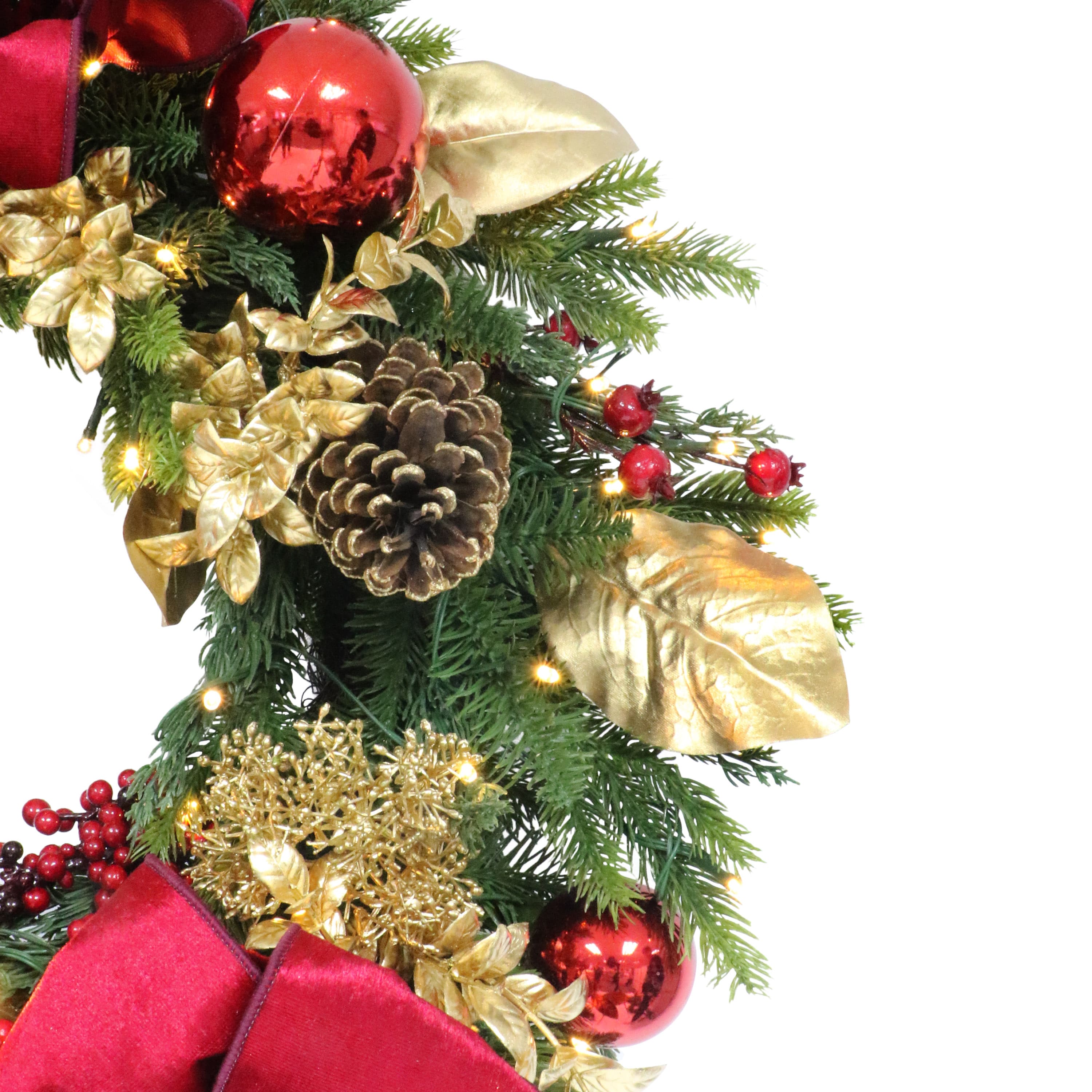 26" Pre-Lit Artificial Adorned Christmas Wreath