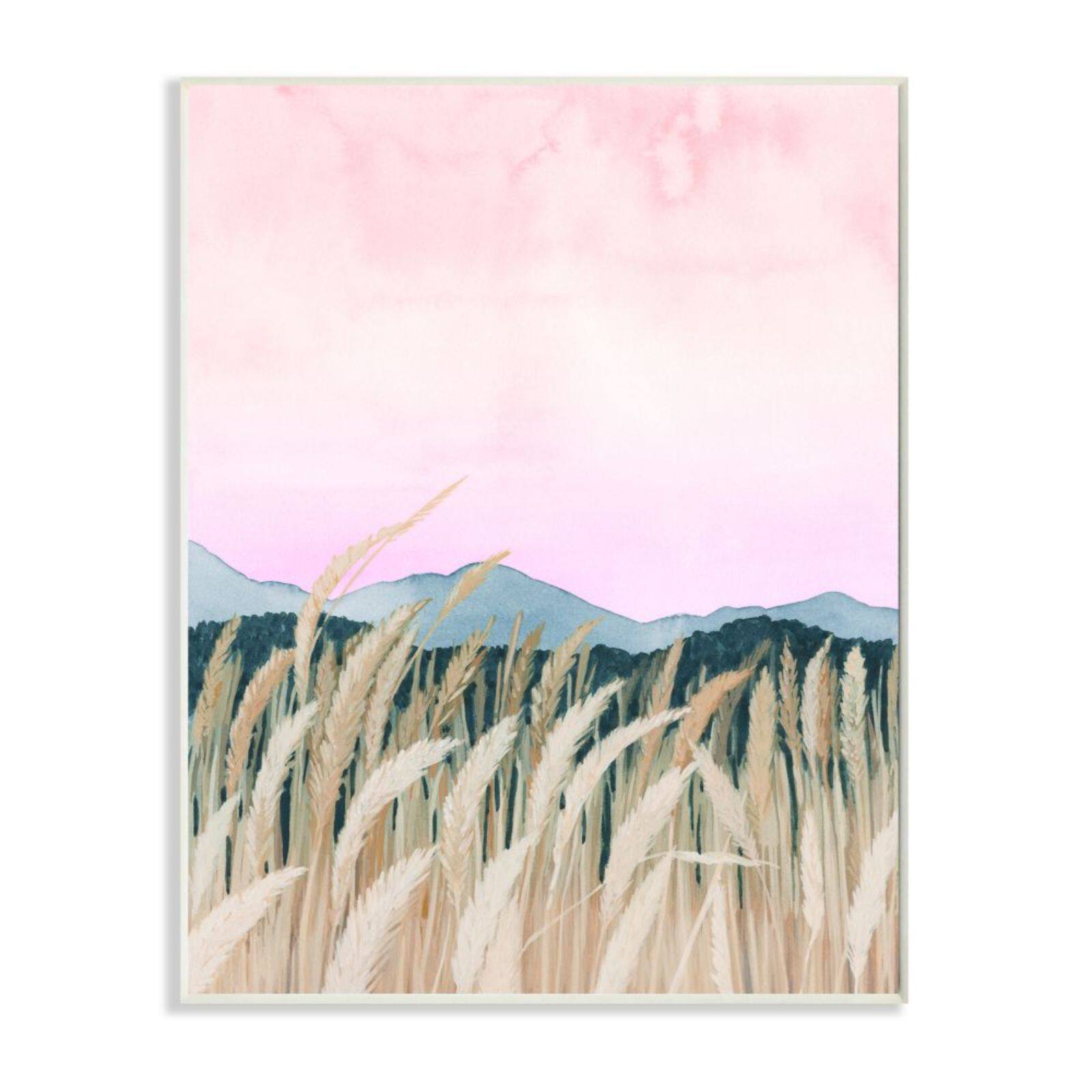 Stupell Industries Wheat Field Watercolor Wooden Wall Plaque