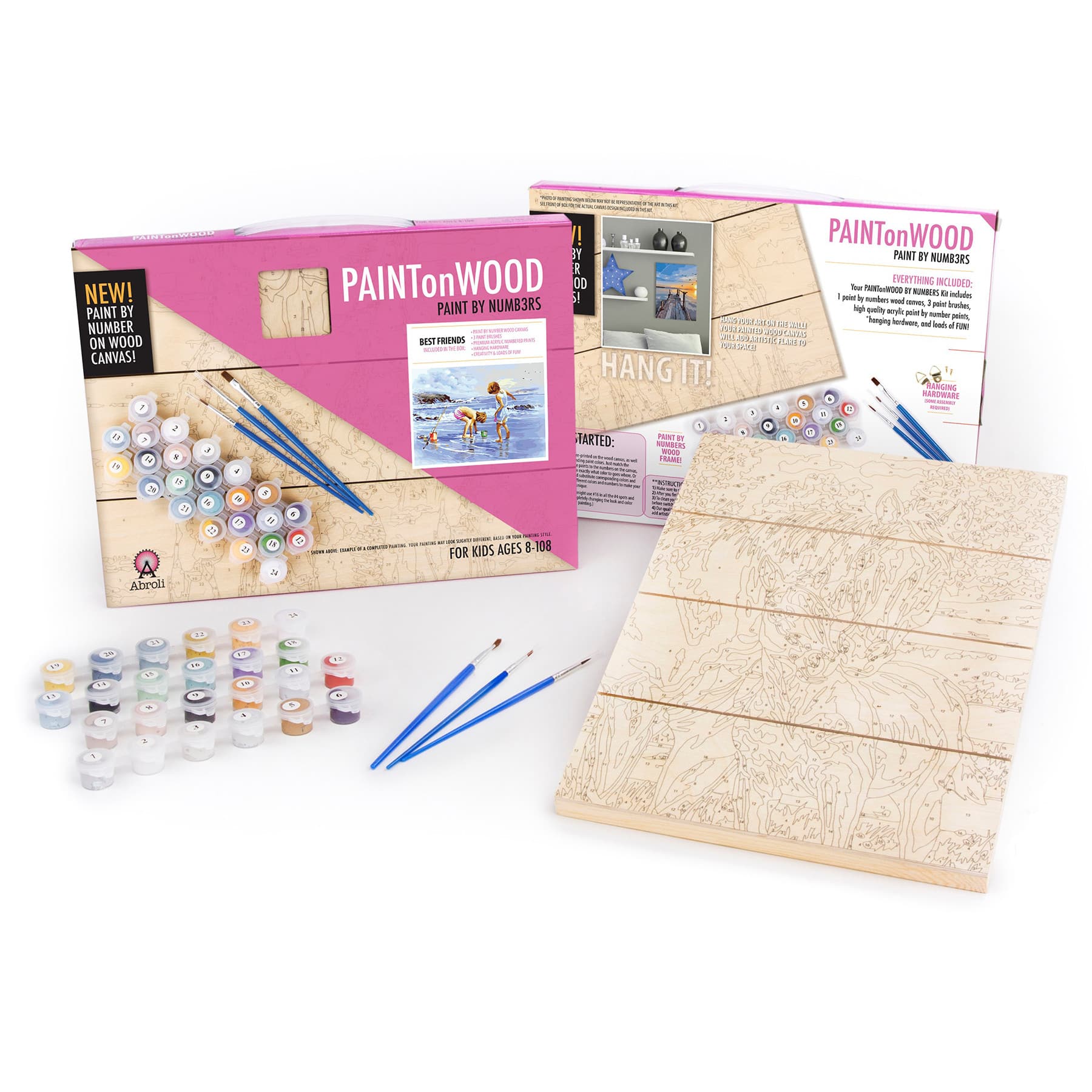 Abroli Small Best Friends Paint On Wood by Number Kit