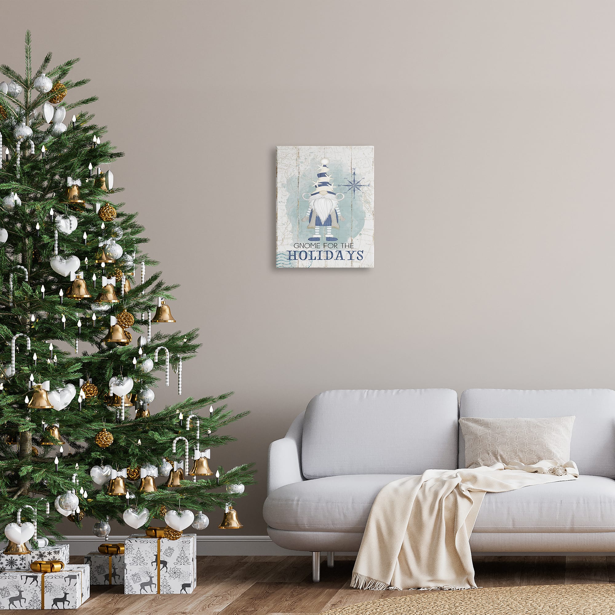Stupell Industries Gnome For The Holidays Nautical Canvas Wall Art
