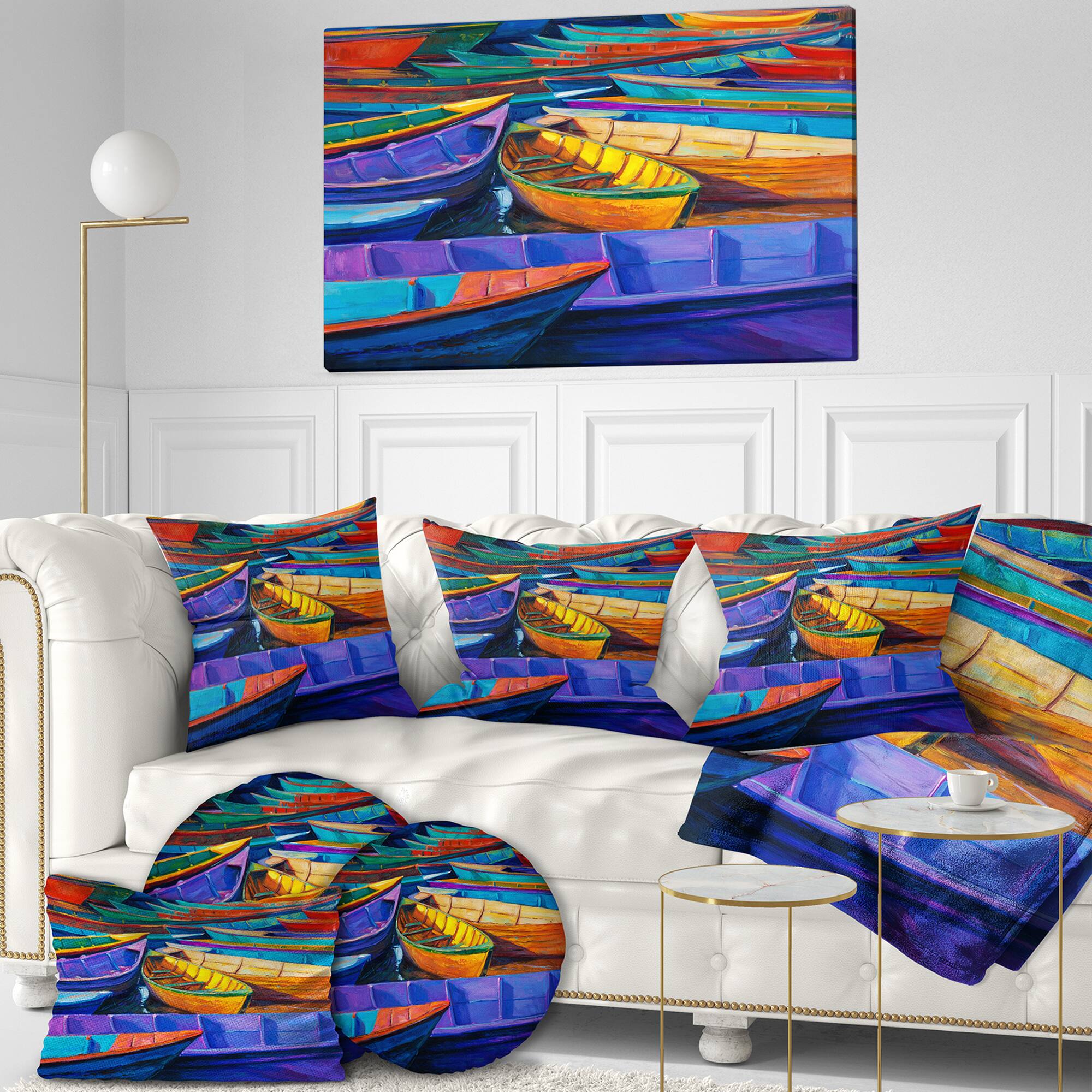 Designart - Boats at sunset