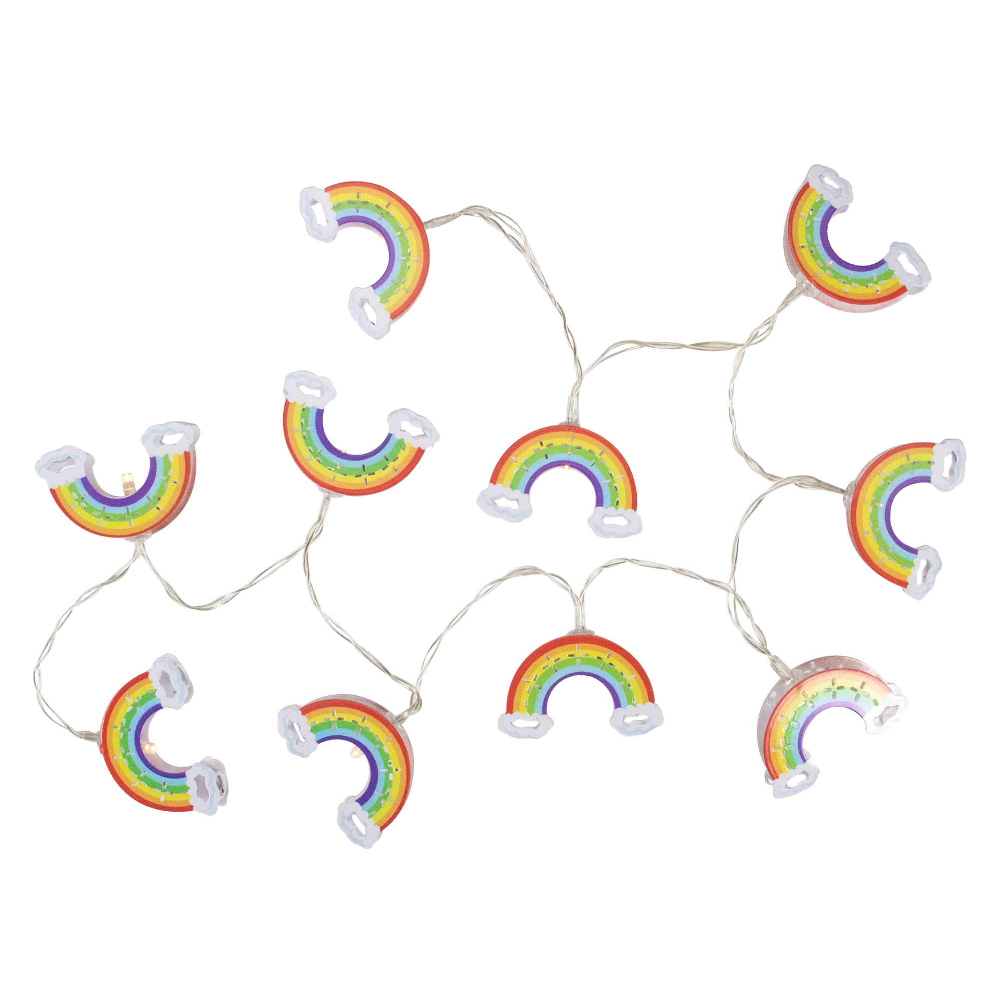 10ct. LED Warm White Rainbow Christmas String Lights with Clear Wire