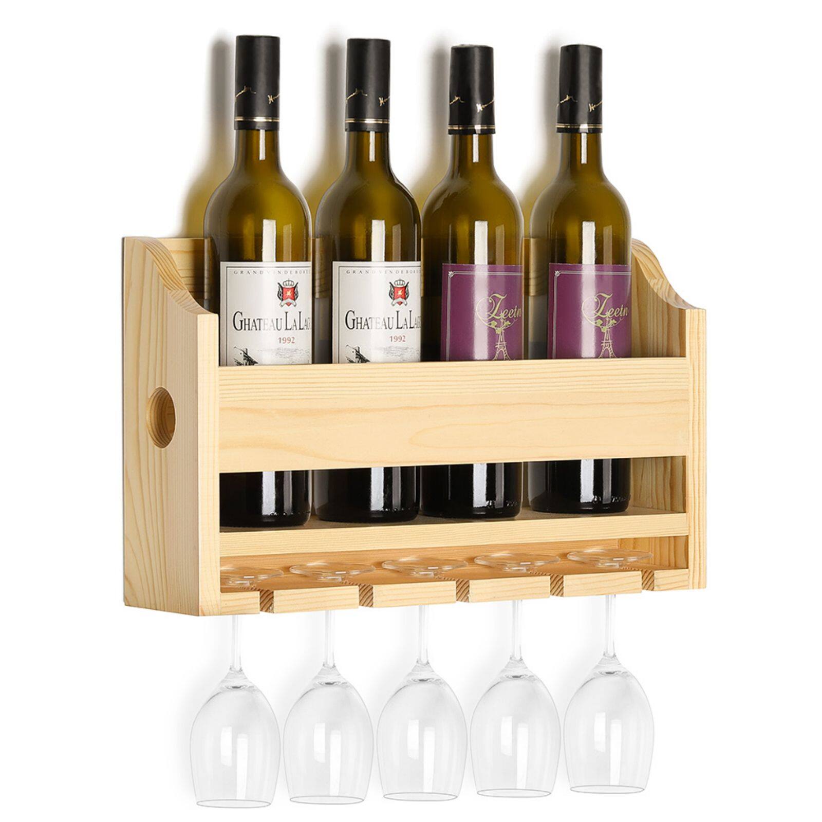 NEX™ Wall-Mounted Wine Rack with 5 Long Stem Glass Holder