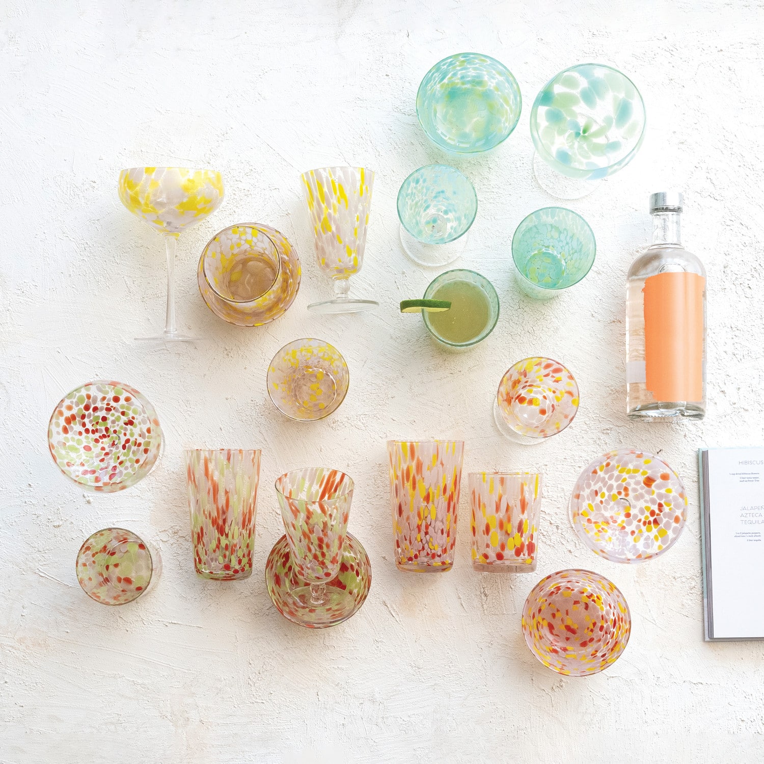 Hello Honey® Round Varied Multicolor Drinking Glass Set