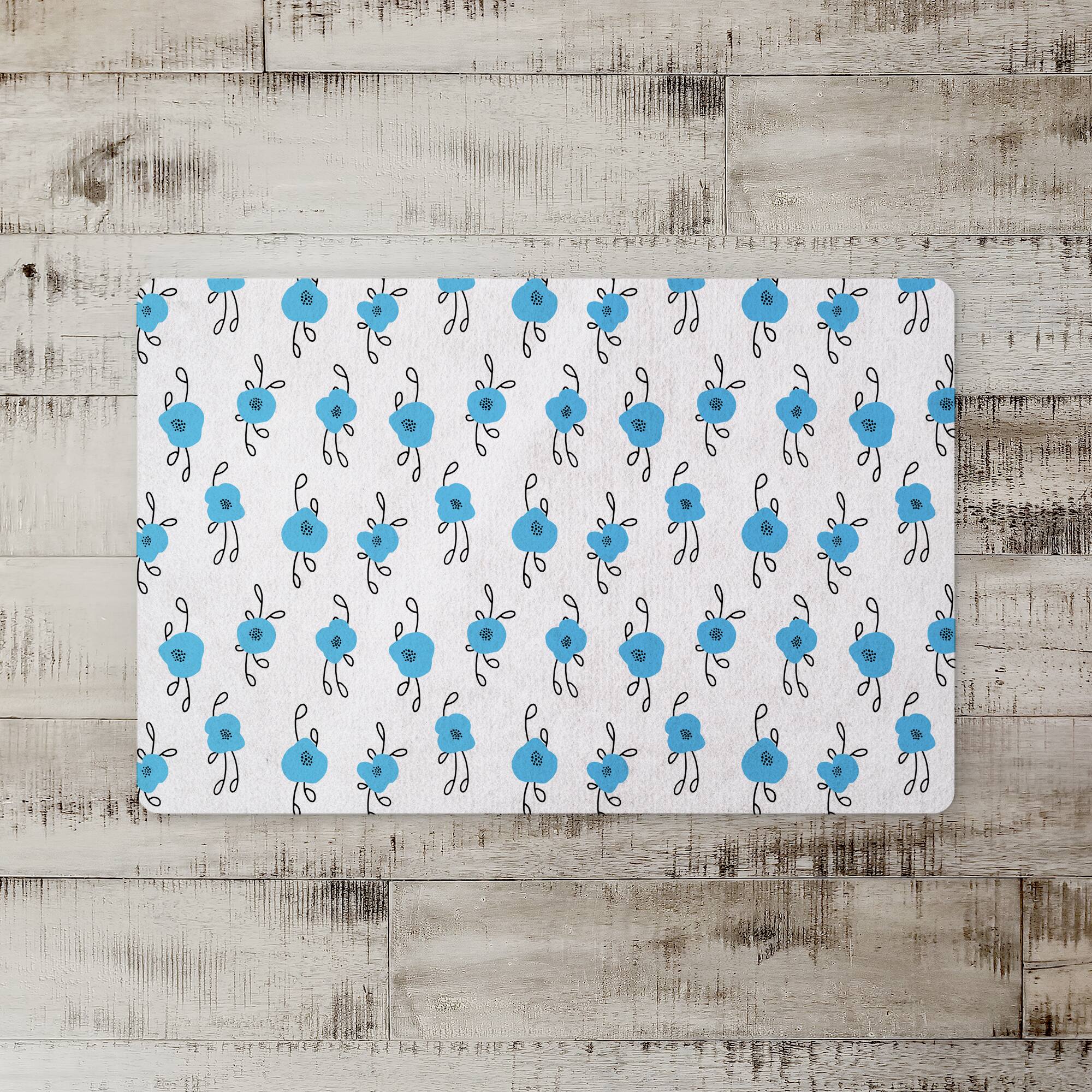 Blue Blooms 27" x 18" Floor Mat