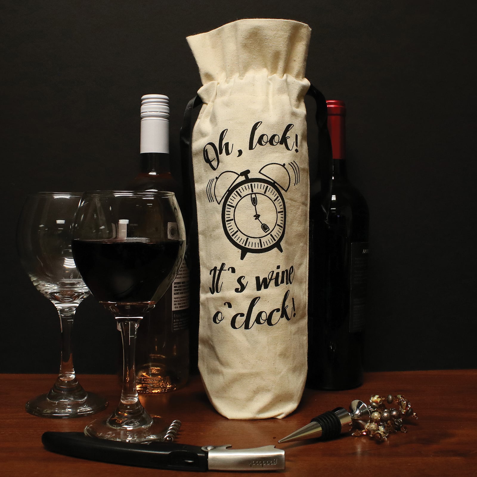 Personality Case™ Wine O'Clock Canvas Wine Bag