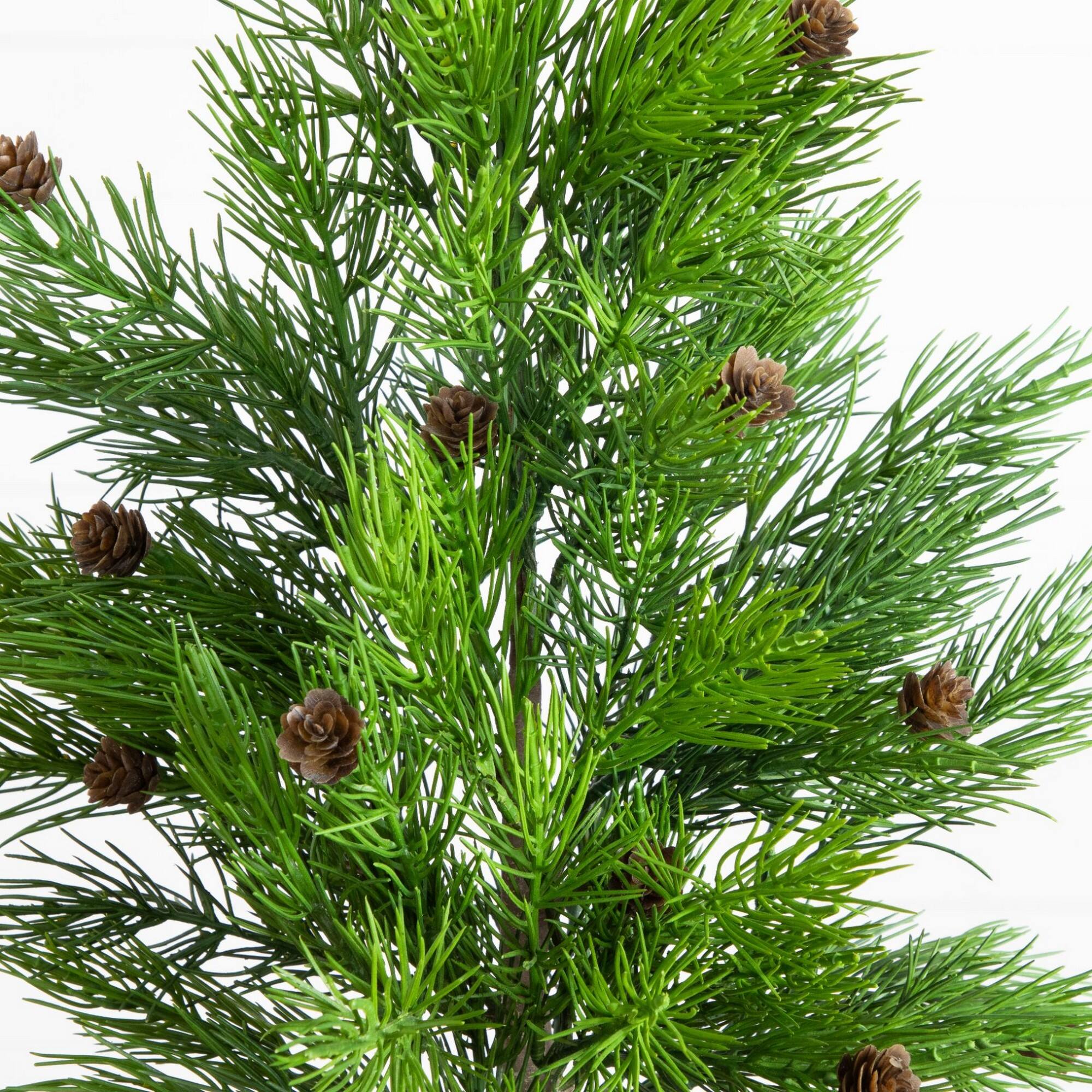 Nearly Natural 22" Artificial Real Touch Cedar Christmas Tree with Pinecones in Gray Decorative Planter