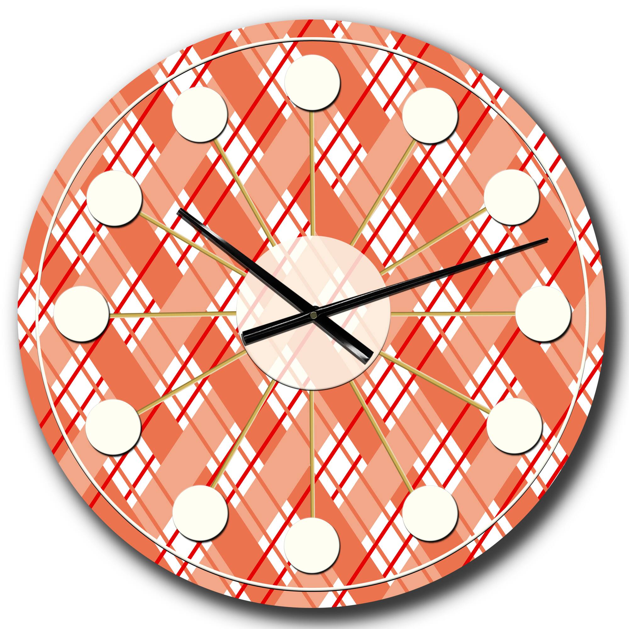 Designart 'Retro Checkered Pattern I Mid-Century Modern Wall Clock