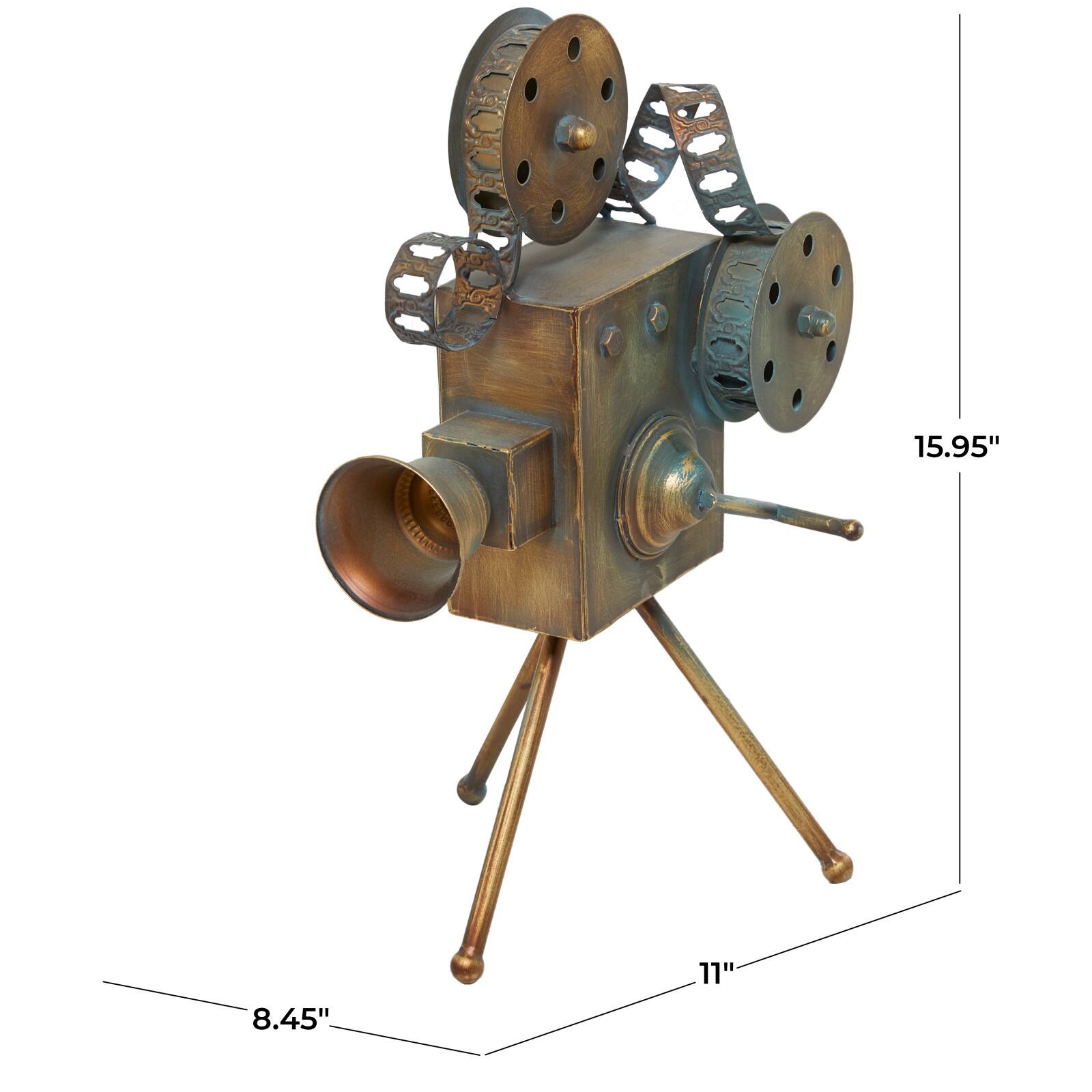 16" Brown Metal Decorative Camera Film Sculpture