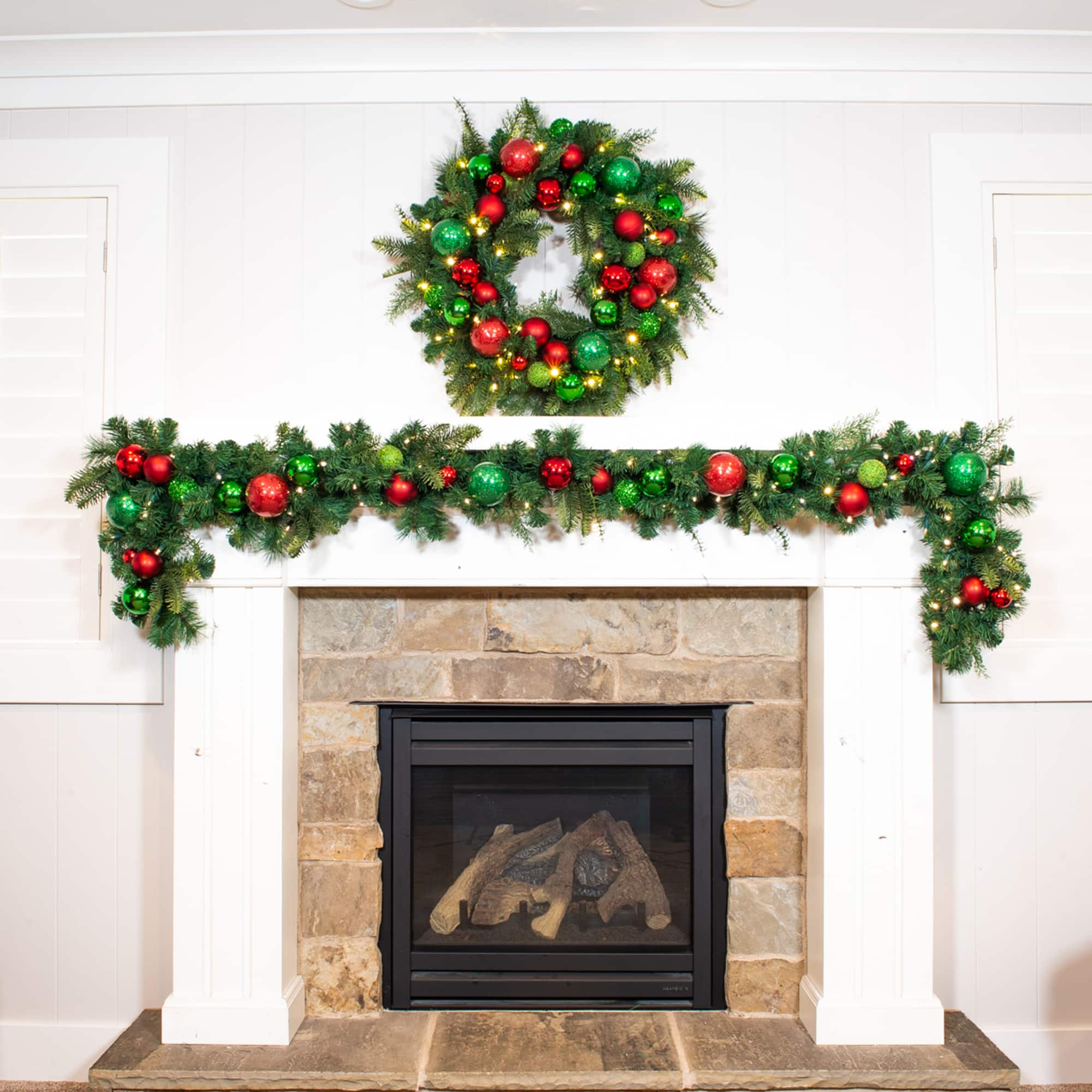 Village Lighting 30" Pre-Lit Christmas Cheer Wreath, Clear LED Lights