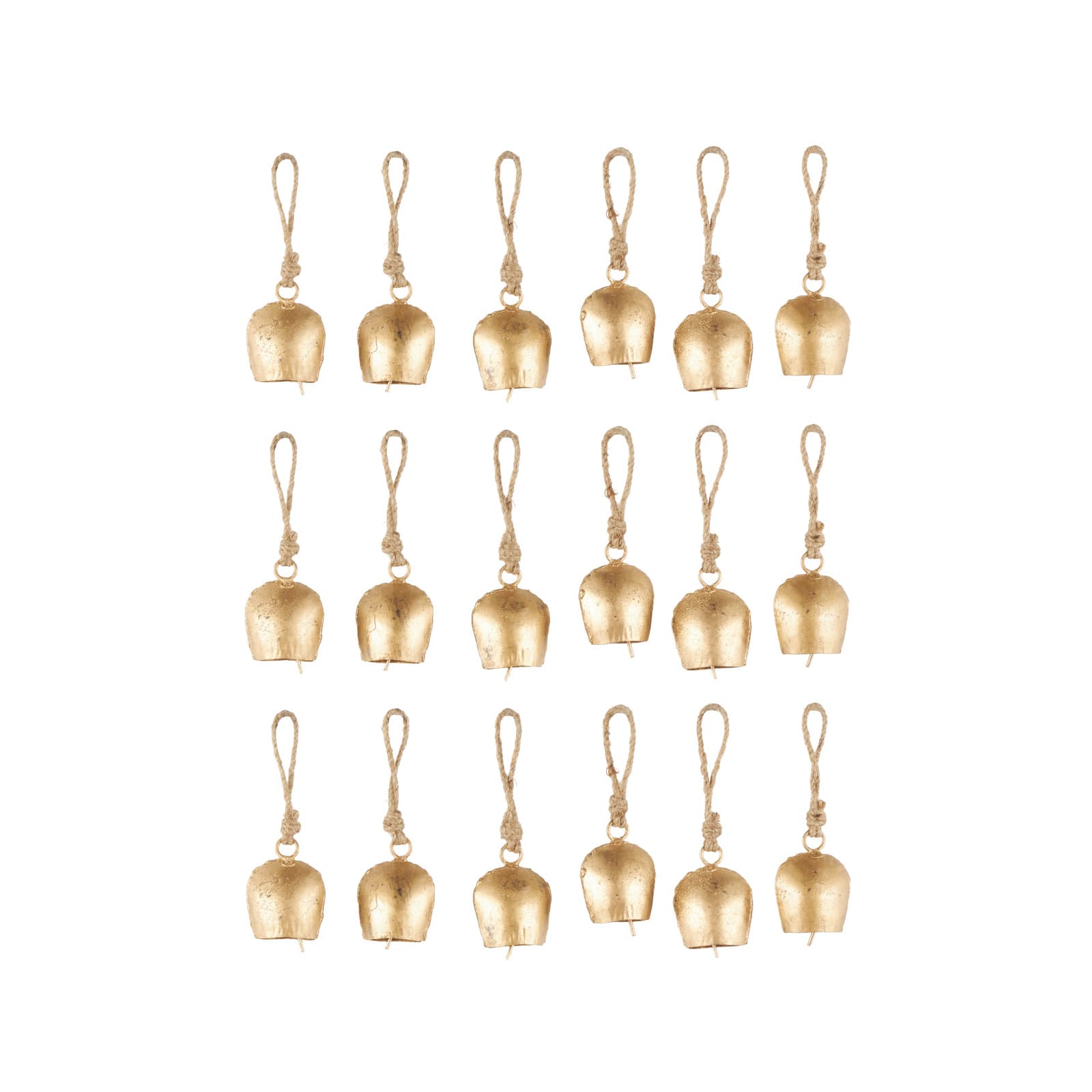 Gold Tibetan Inspired Metal Decorative Bells with Jute Rope & Canvas Tote Set
