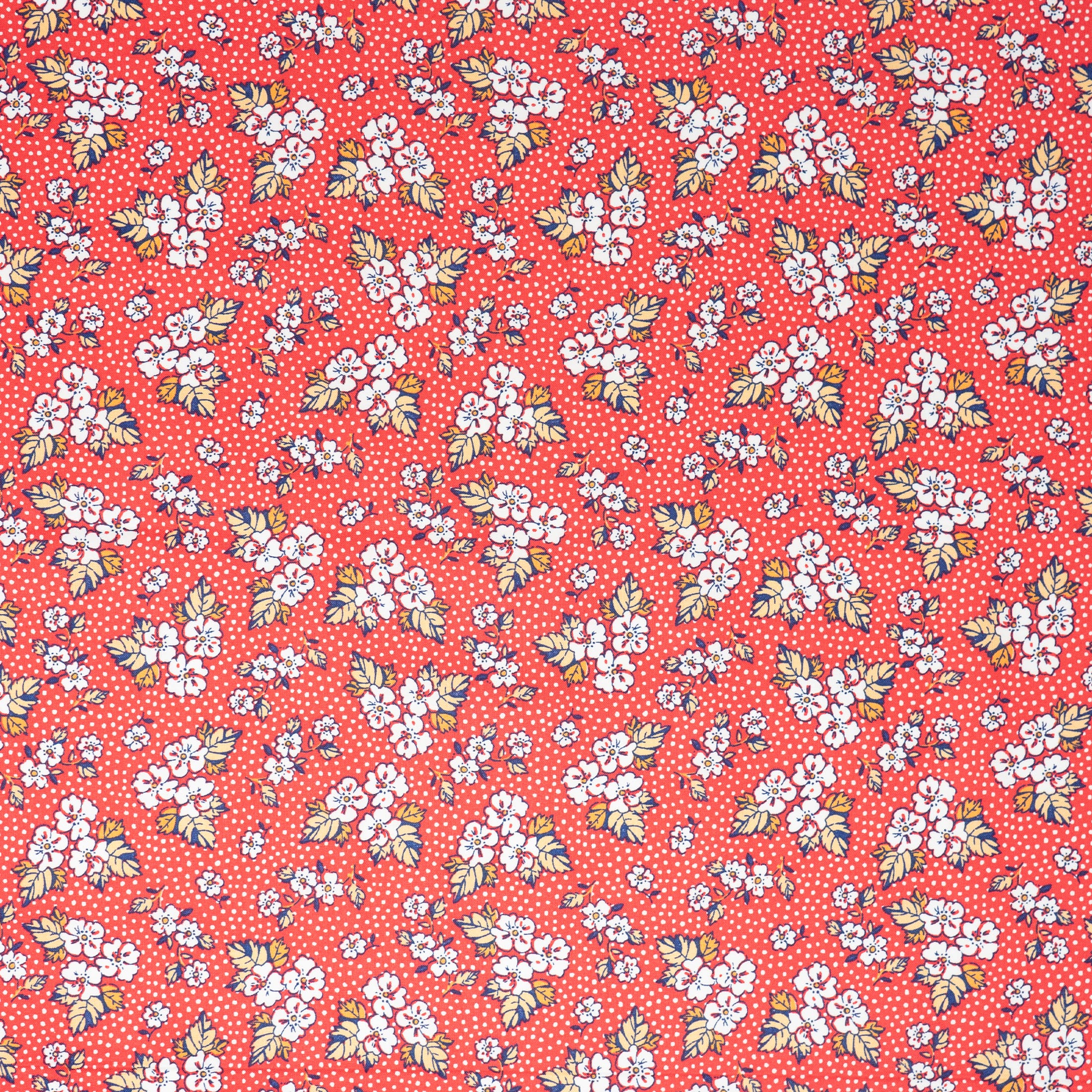 Stitch & Sparkle Vintage Mix & Match Floral Dot Raspberry Cotton Fabric