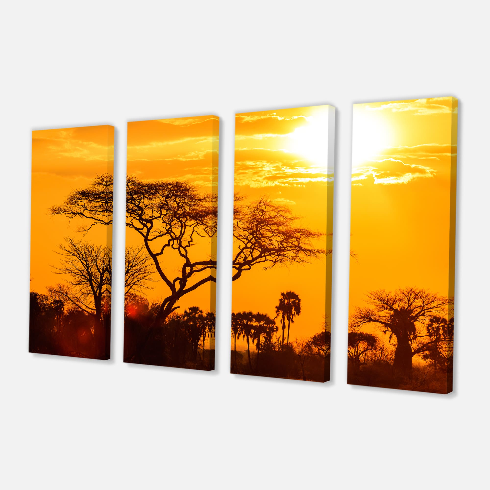 Designart - Orange Glow of African Sunset - Extra Large Wall Art Landscape