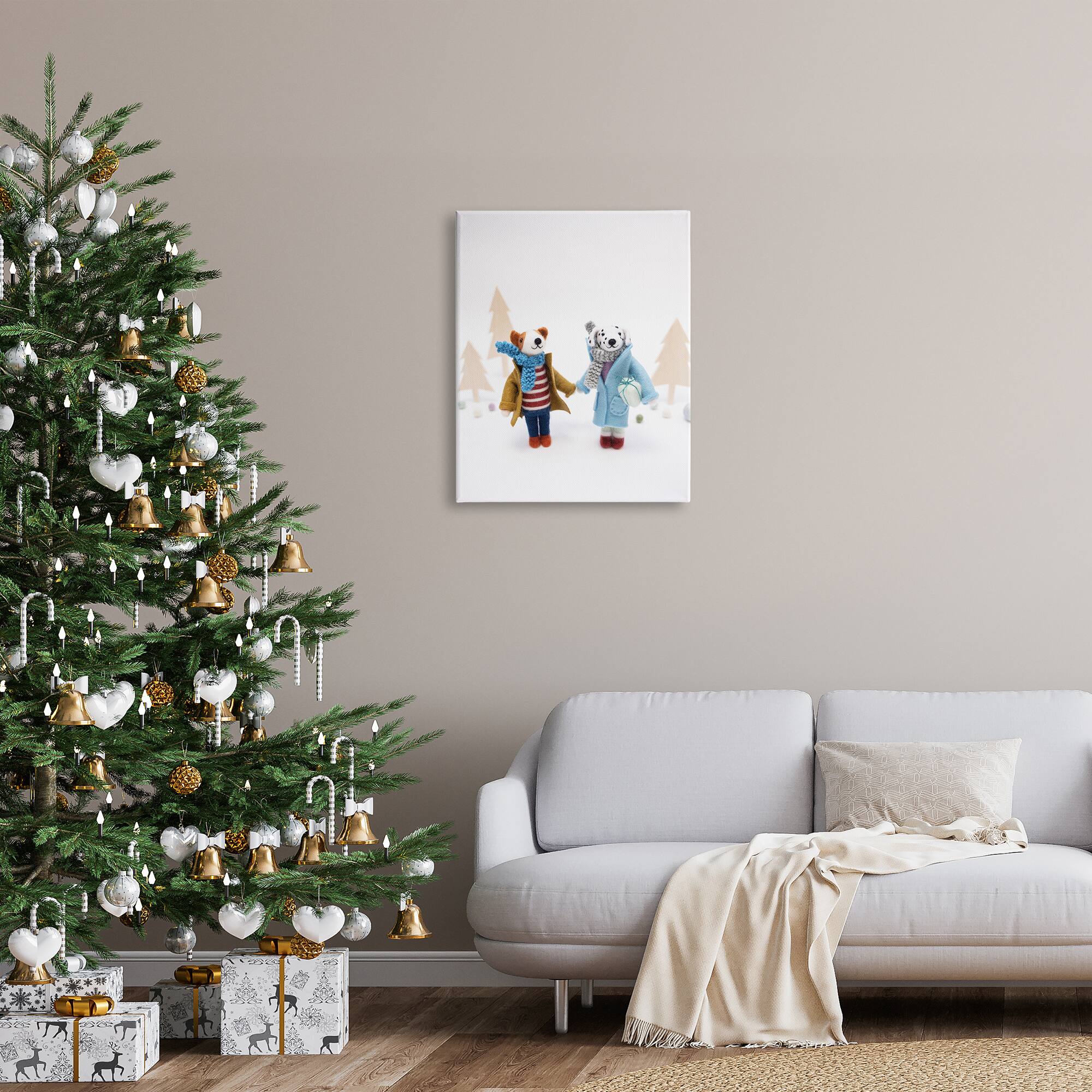 Stupell Industries Winter Holiday Gifts Dog Couple Canvas Wall Art