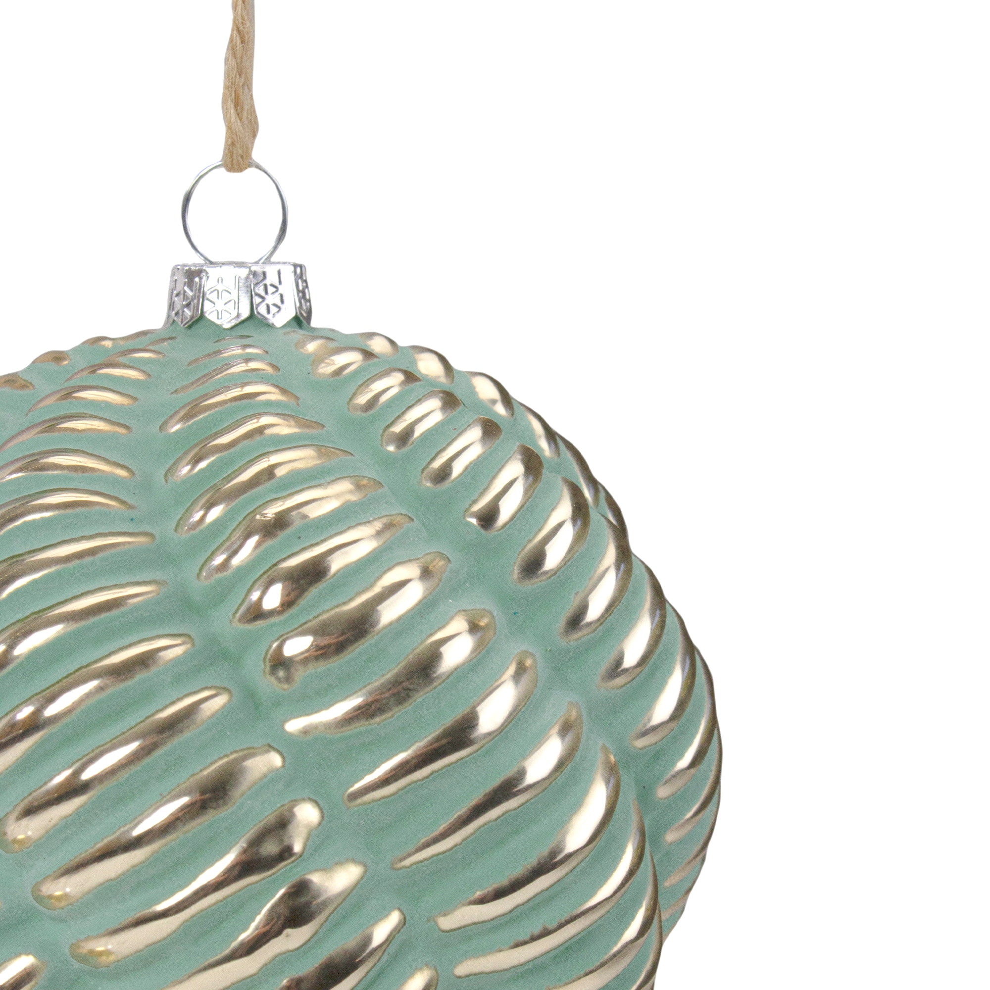4" Green and Gold Glass Ball Christmas Ornament