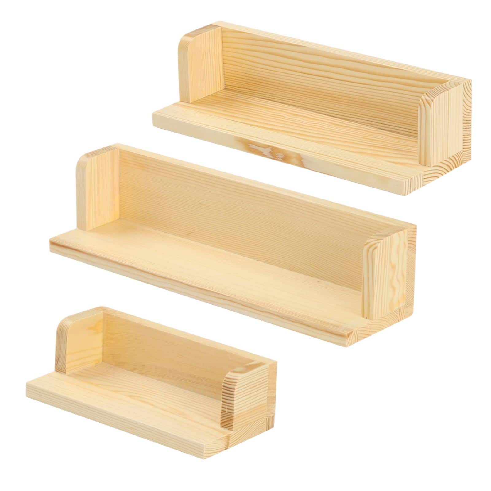 Rustic Wood Floating Wall Shelves Set