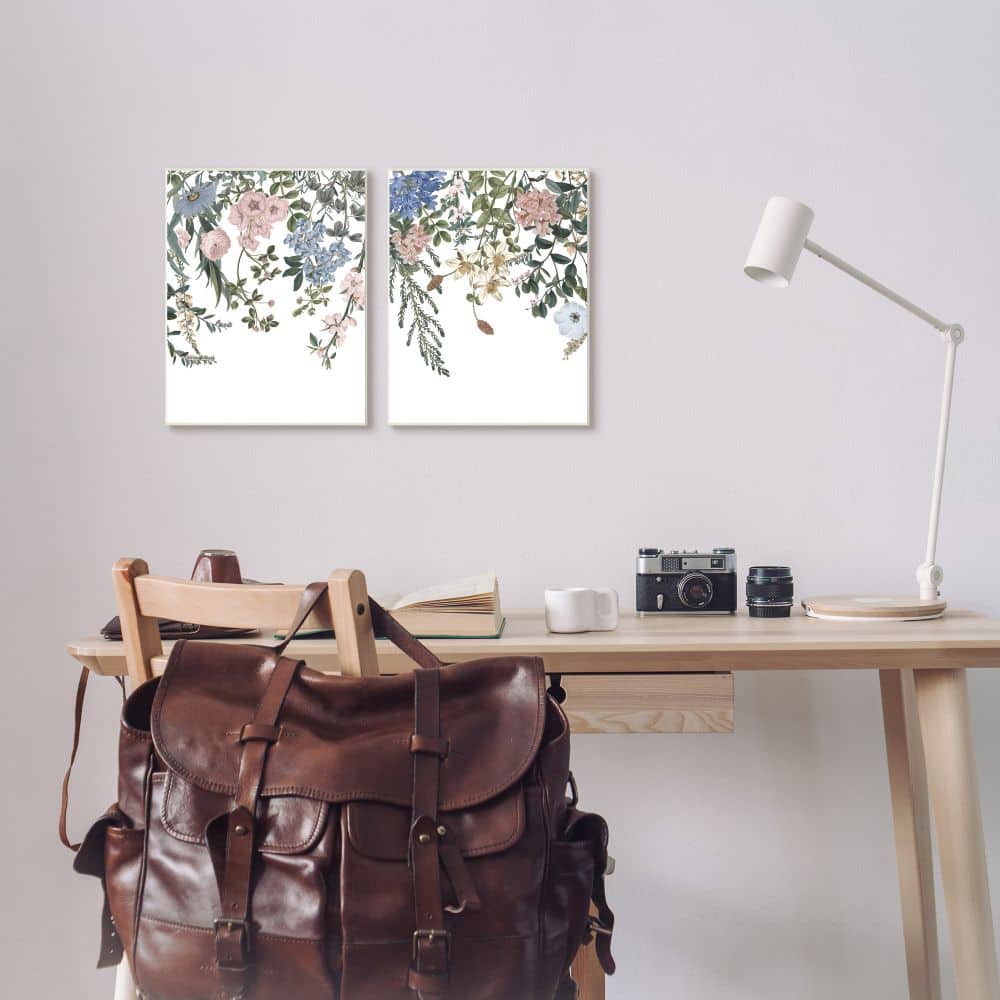 Stupell Industries Vintage Flower Vines Multi-Color Hanging Spring Floral in Black Frame Wall Art