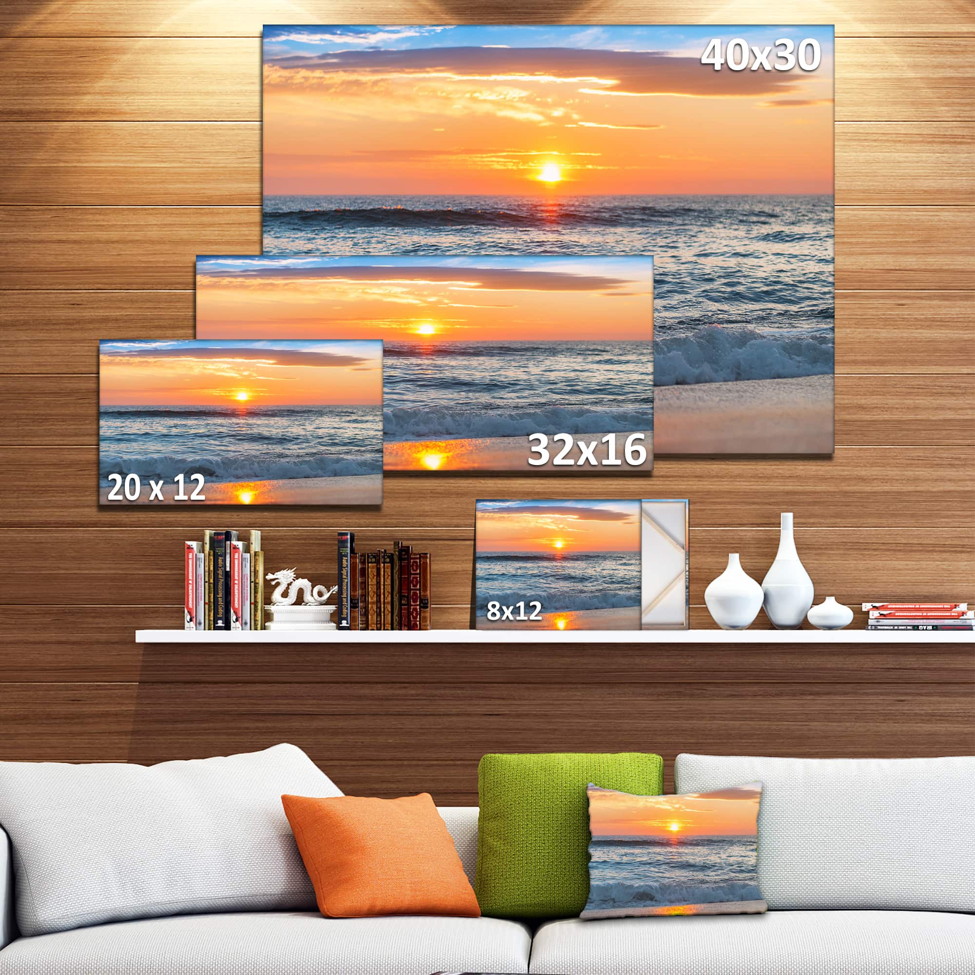 Designart - Beautiful Sunrise over the Horizon. - Modern Beach Canvas Art Print
