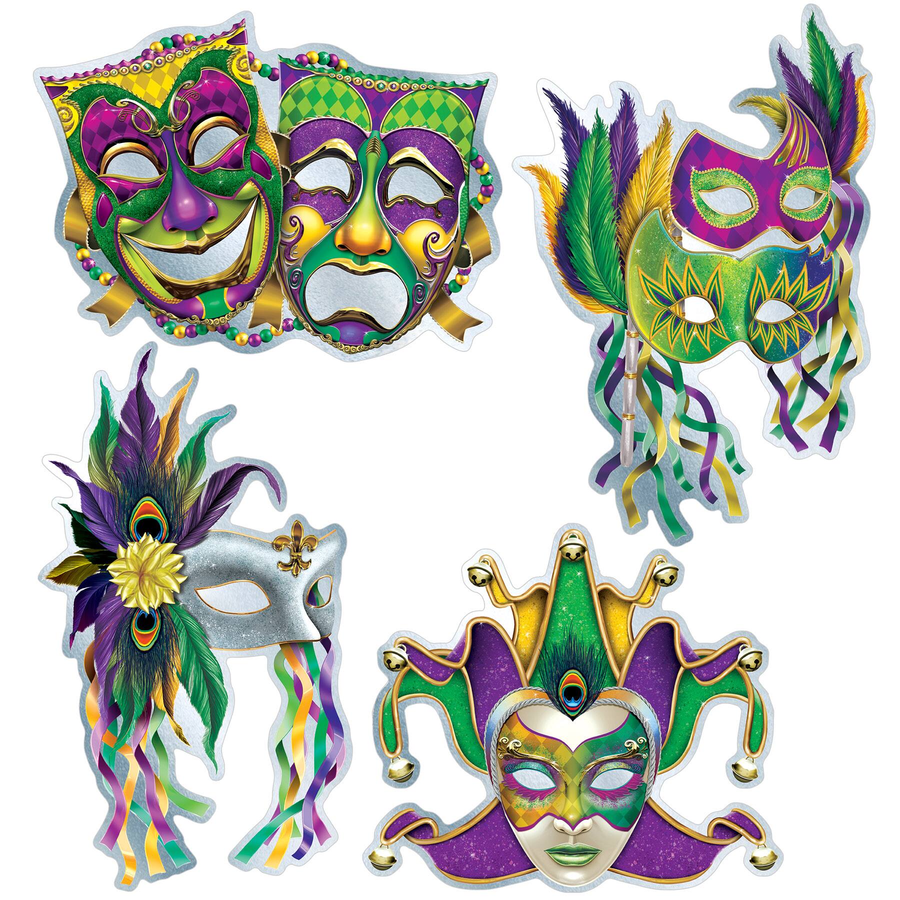 Beistle Foil Mardi Gras Mask Cutouts, 4ct.