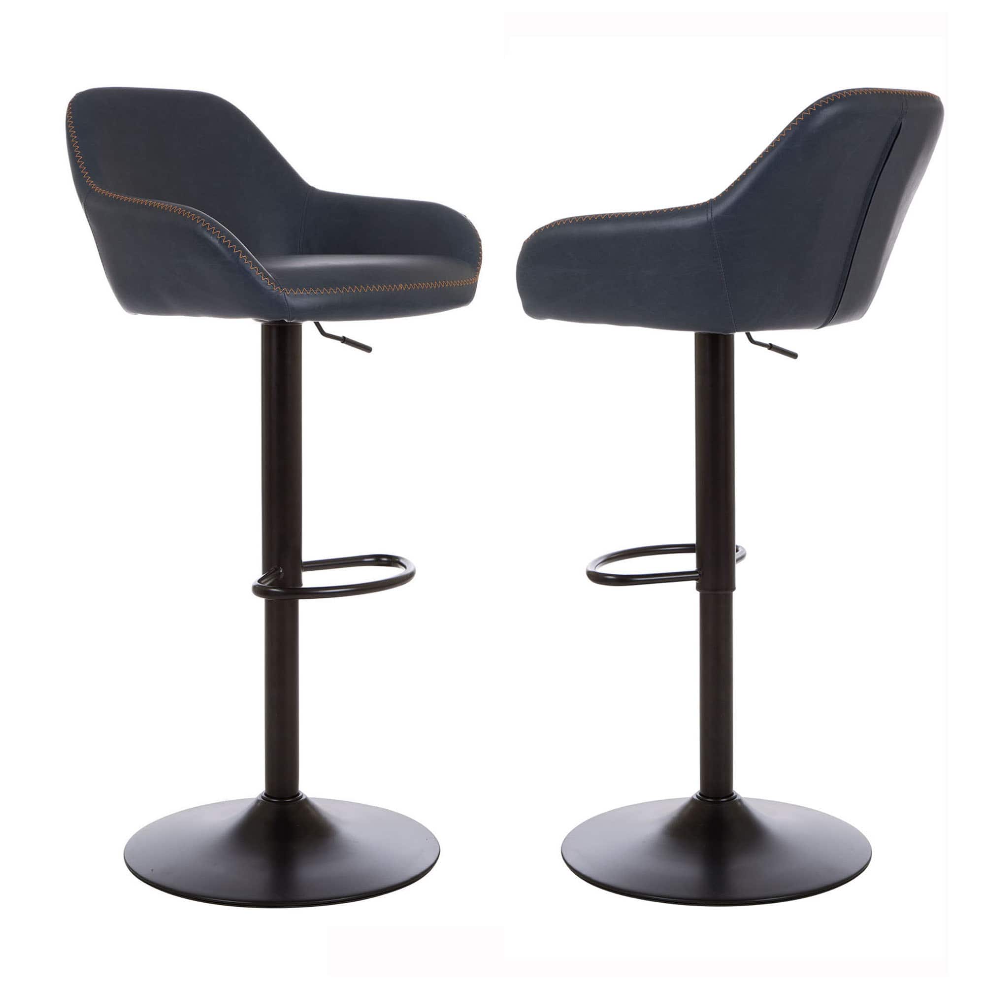 Glitzhome® Mid-Century Leatherette Gaslift Adjustable Swivel Bar Stool Set
