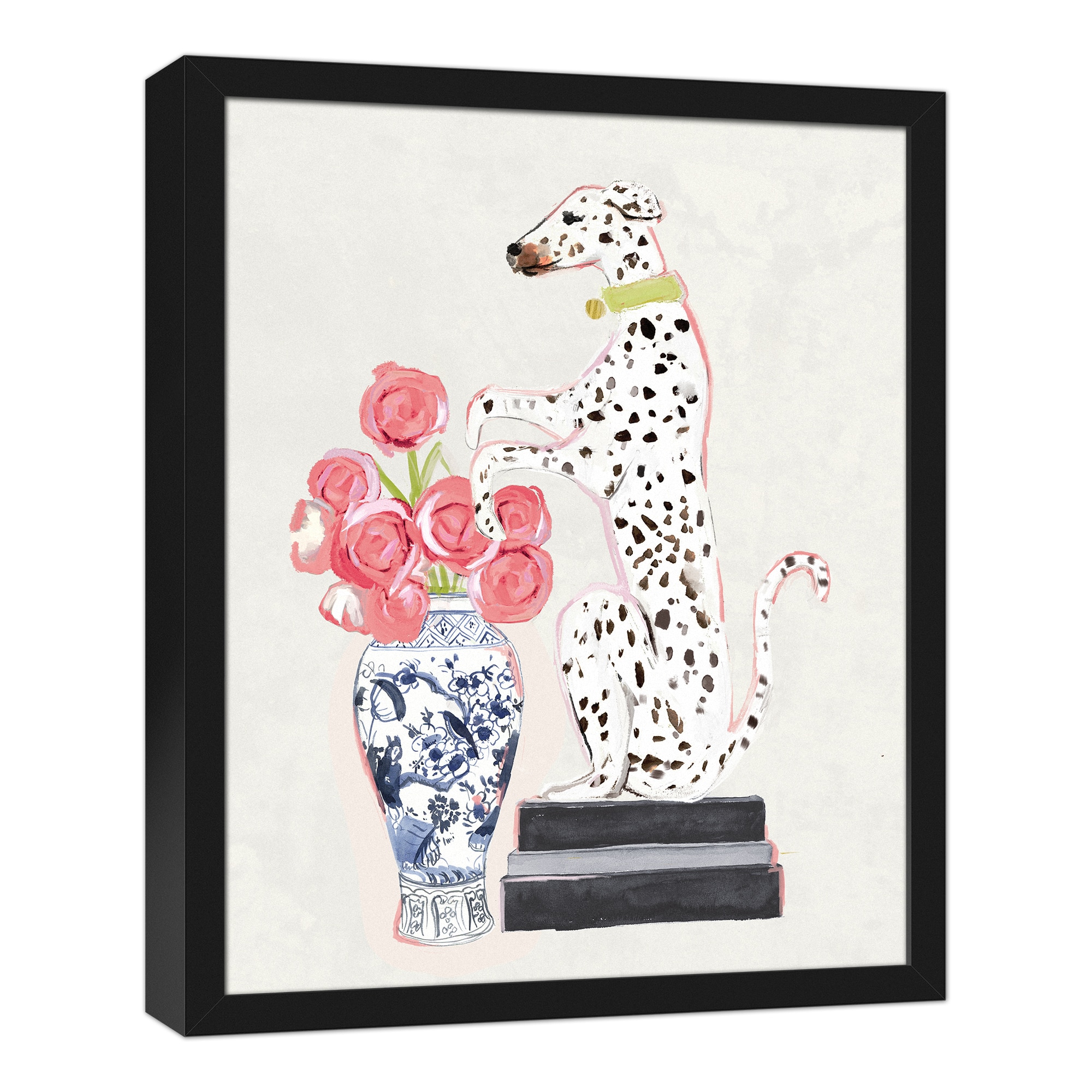 Dalmatian on Books 16" x 20" Black Framed Canvas - Set of 2