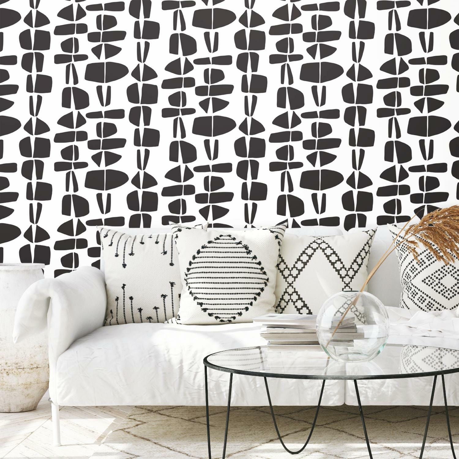 RoomMates Black Stacked Stones Peel & Stick Wallpaper
