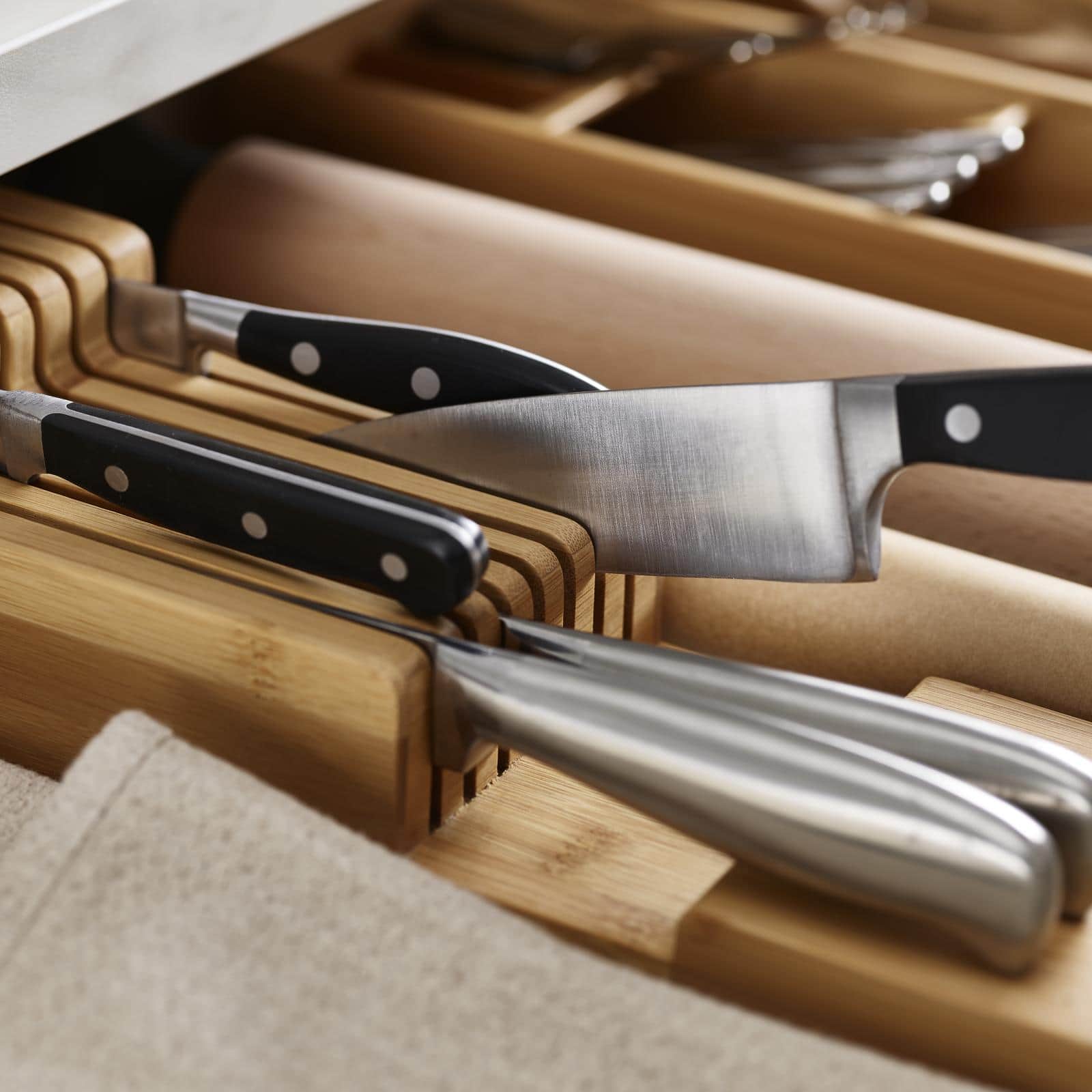 Joseph Joseph DrawerStore Bamboo 2-tier Knife Organizer